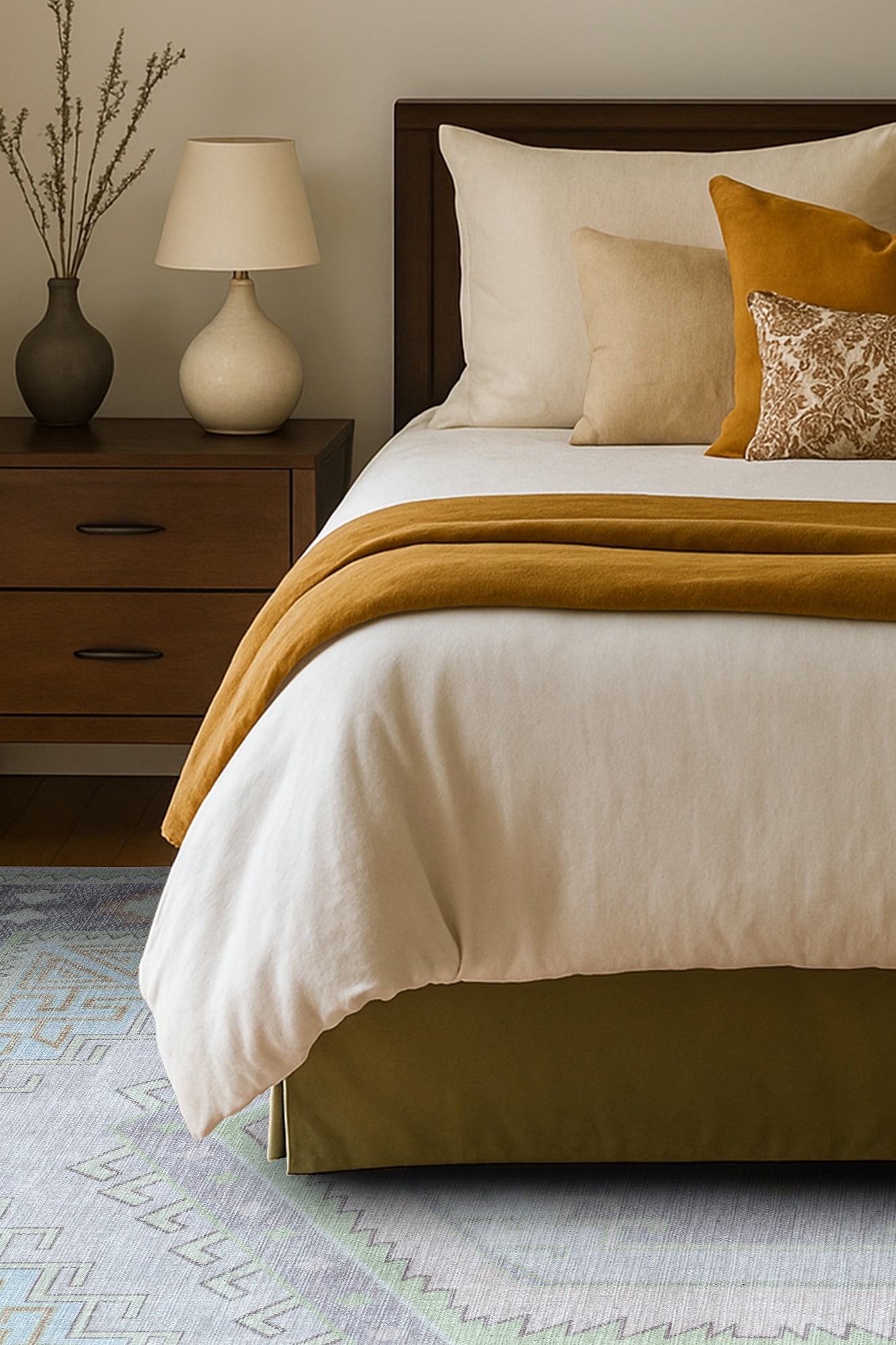 Eloise Faded Pastel Green Modern Oushak Rug