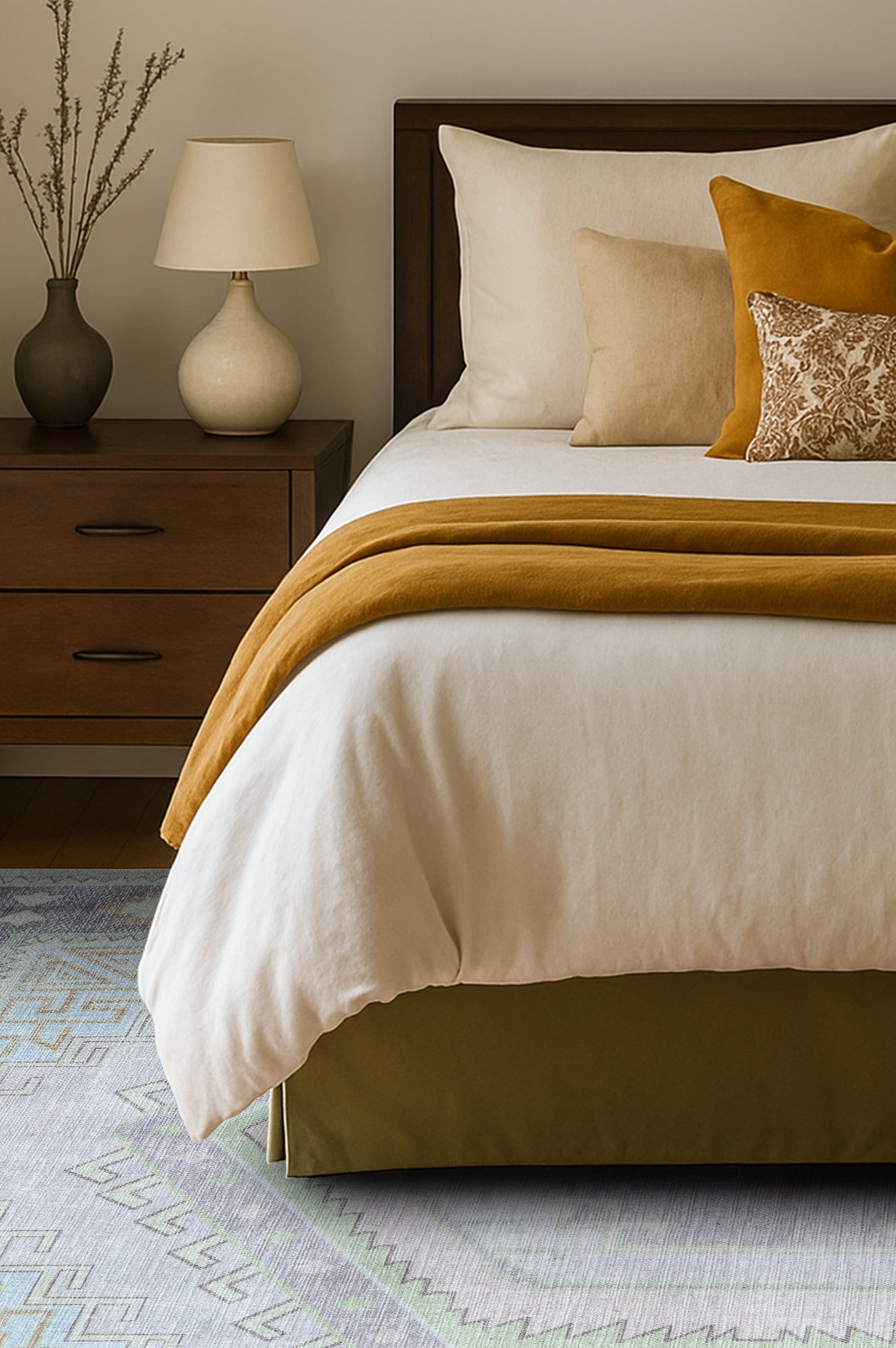 Eloise Faded Pastel Green Modern Oushak Rug