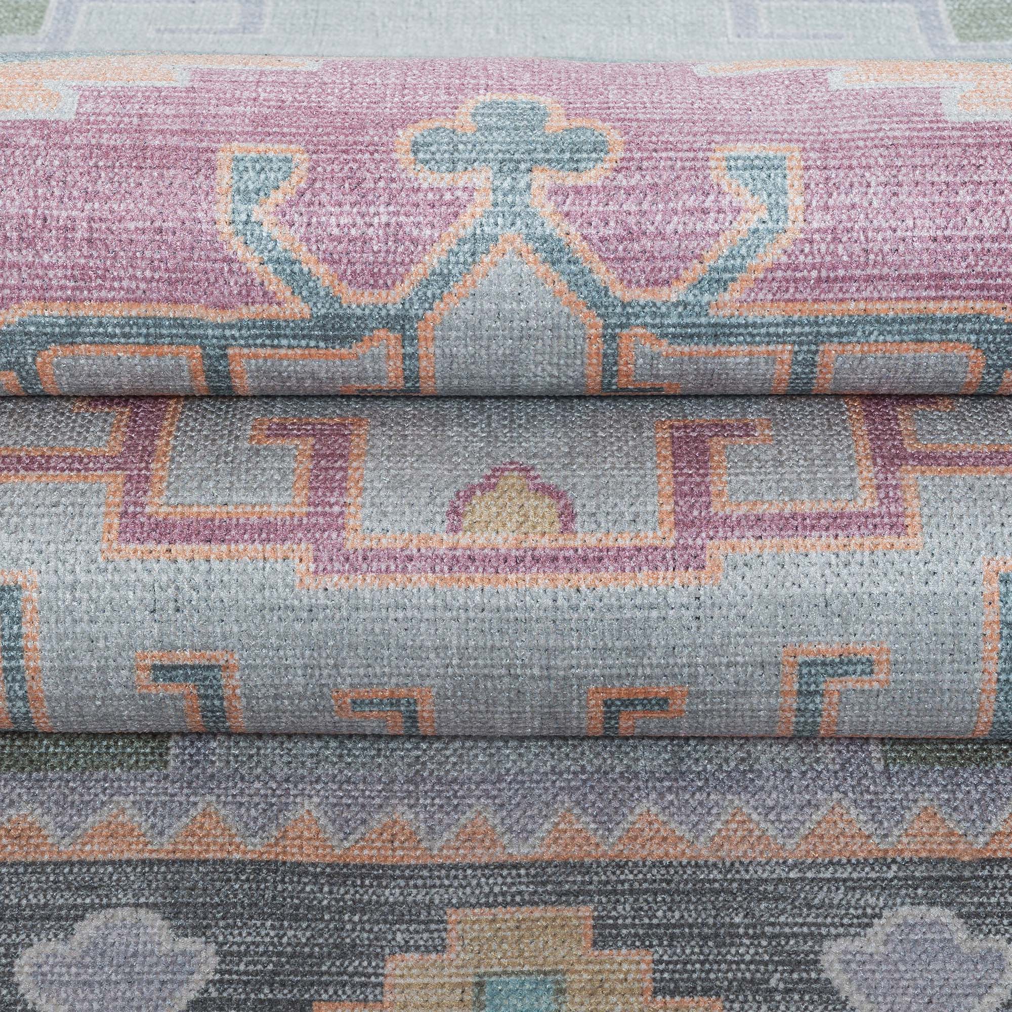 Kyra Green Pink Aesthetic Oushak Rug