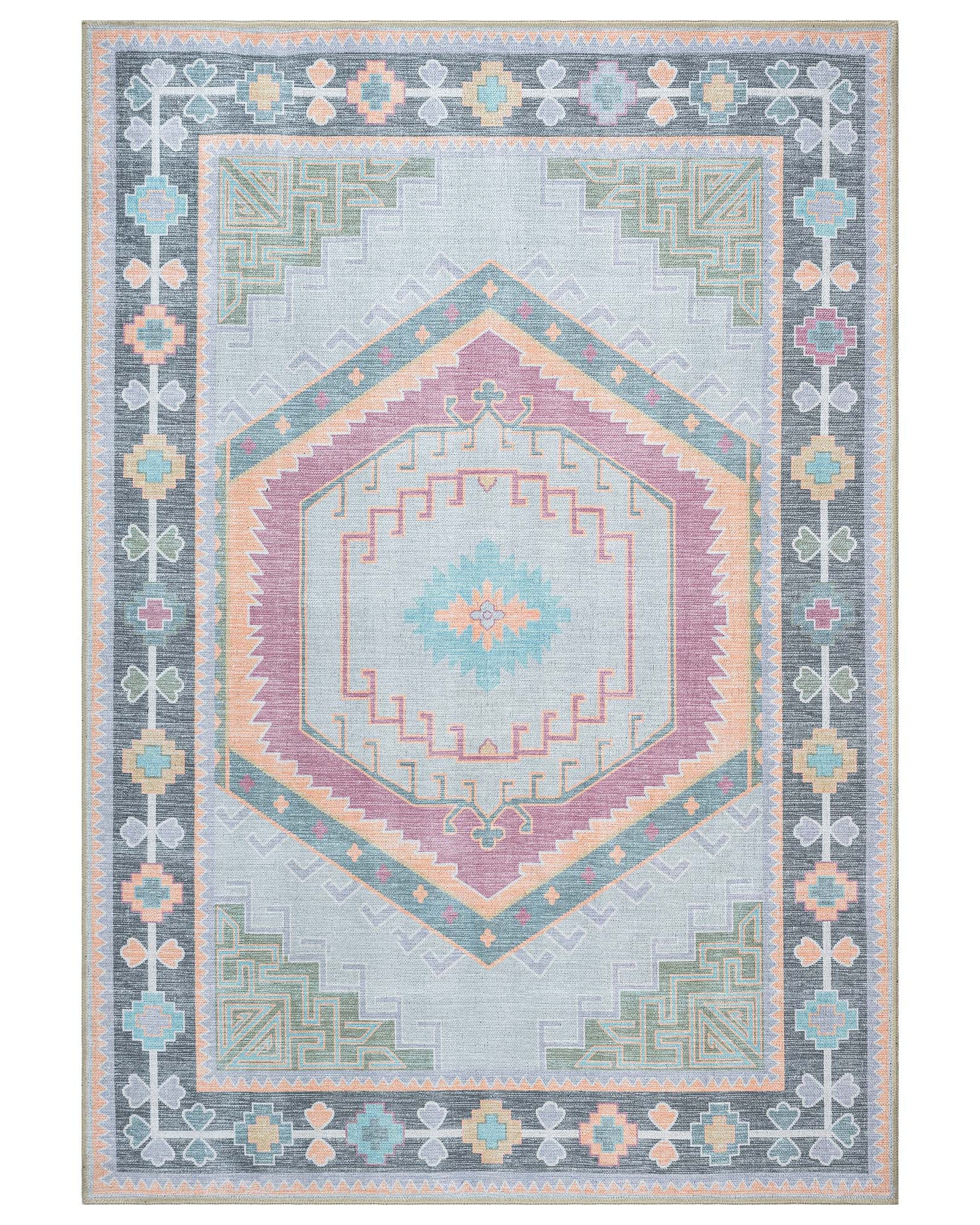Kyra Green Pink Aesthetic Oushak Rug
