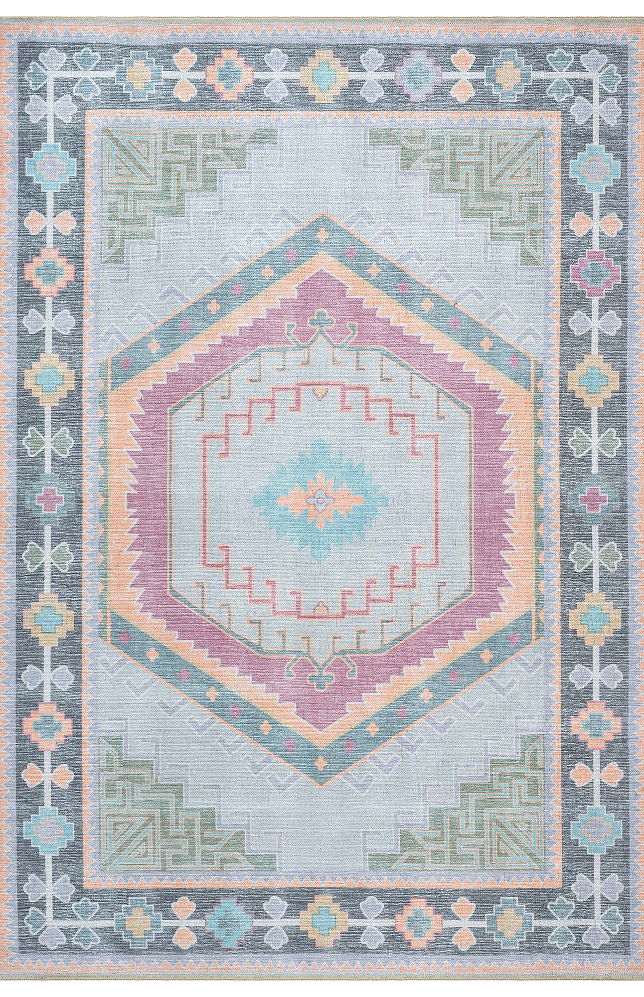 Kyra Green Pink Aesthetic Oushak Rug