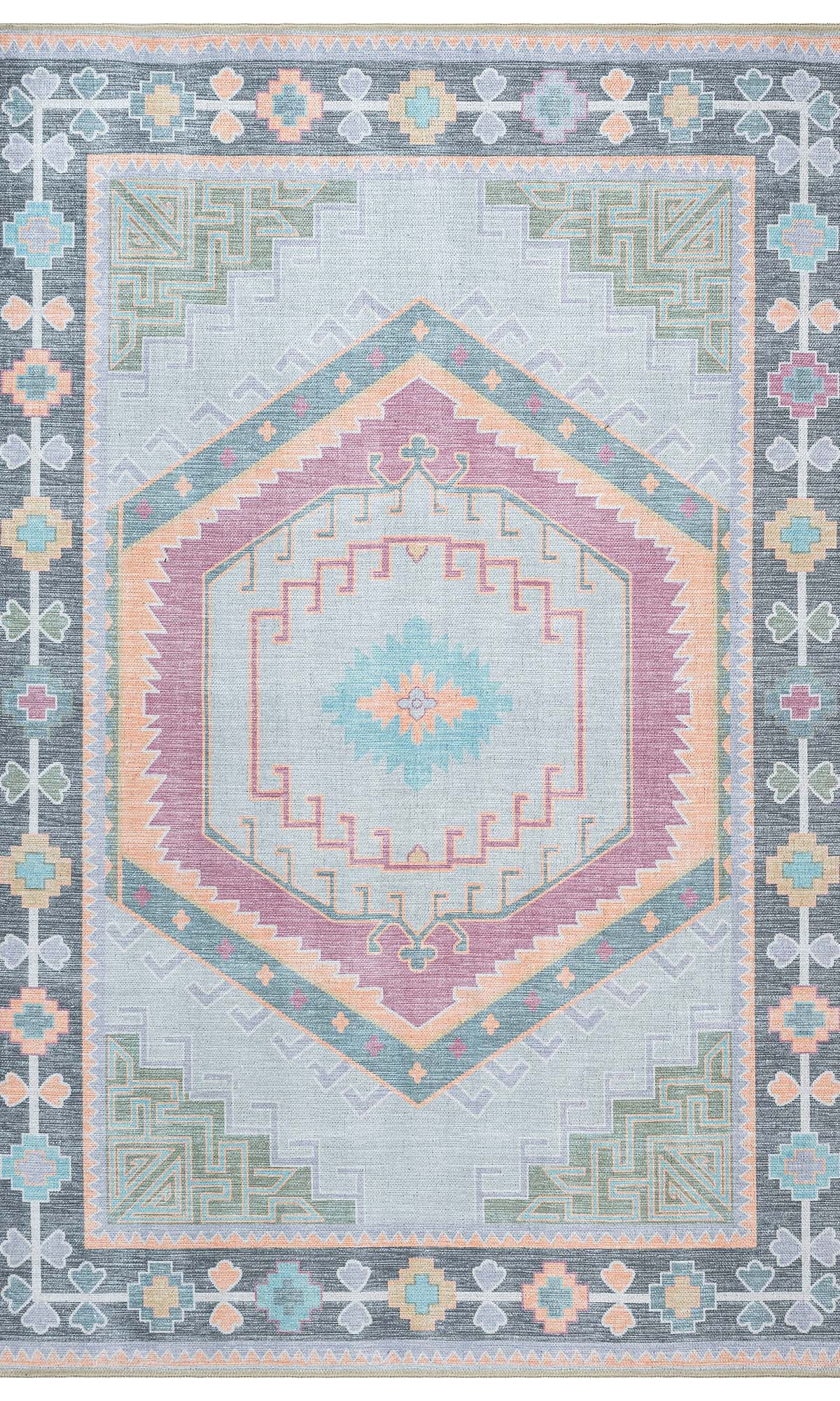 Kyra Green Pink Aesthetic Oushak Rug