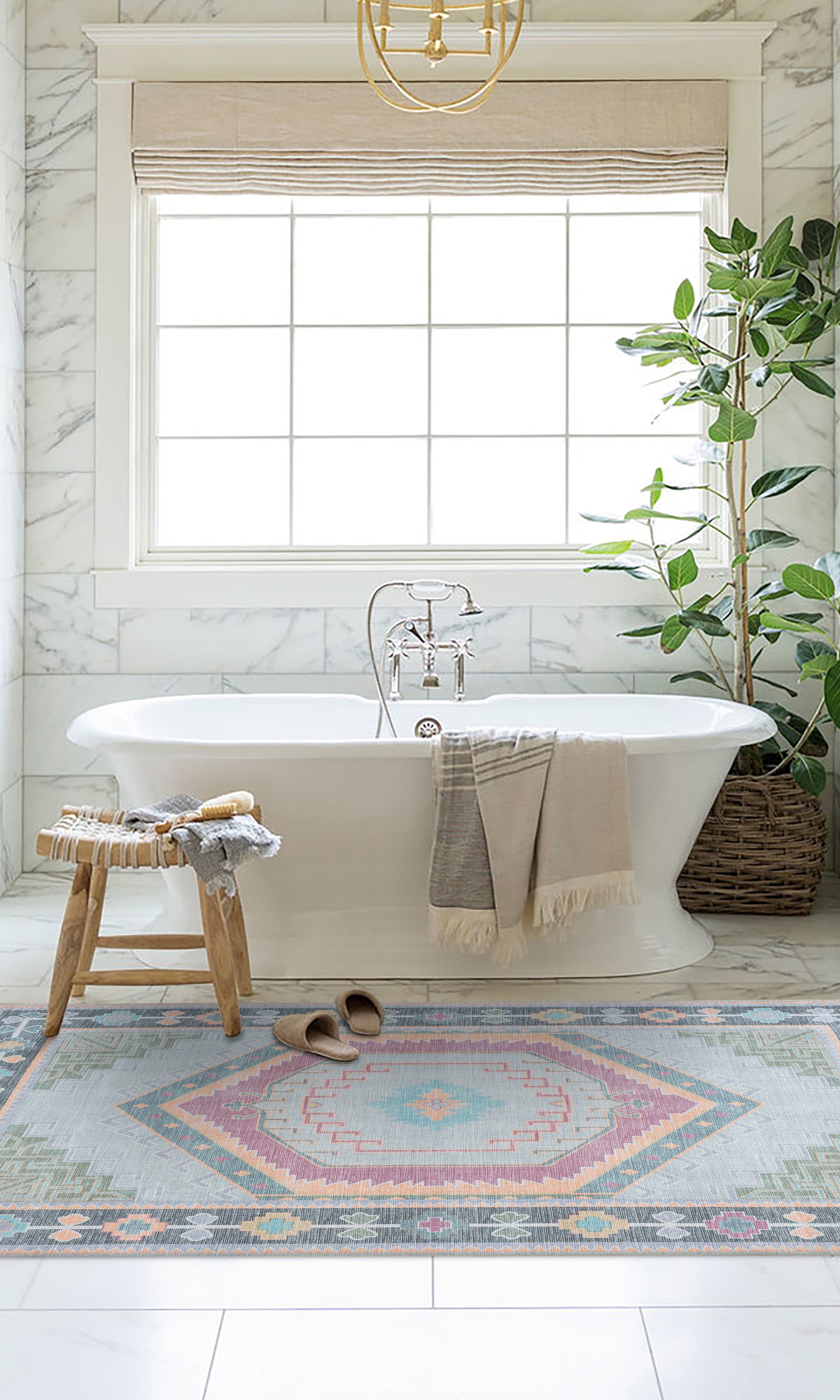 Kyra Green Pink Aesthetic Oushak Rug