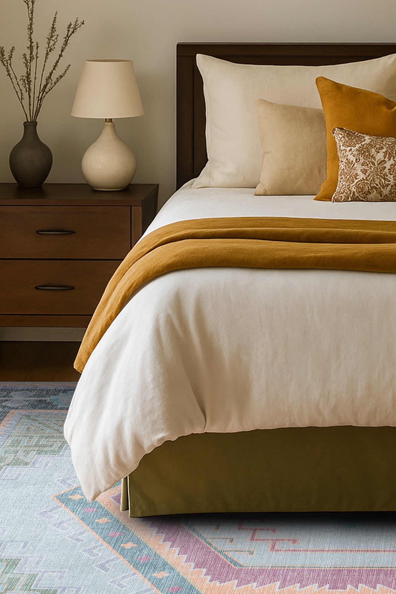 Kyra Green Pink Aesthetic Oushak Rug