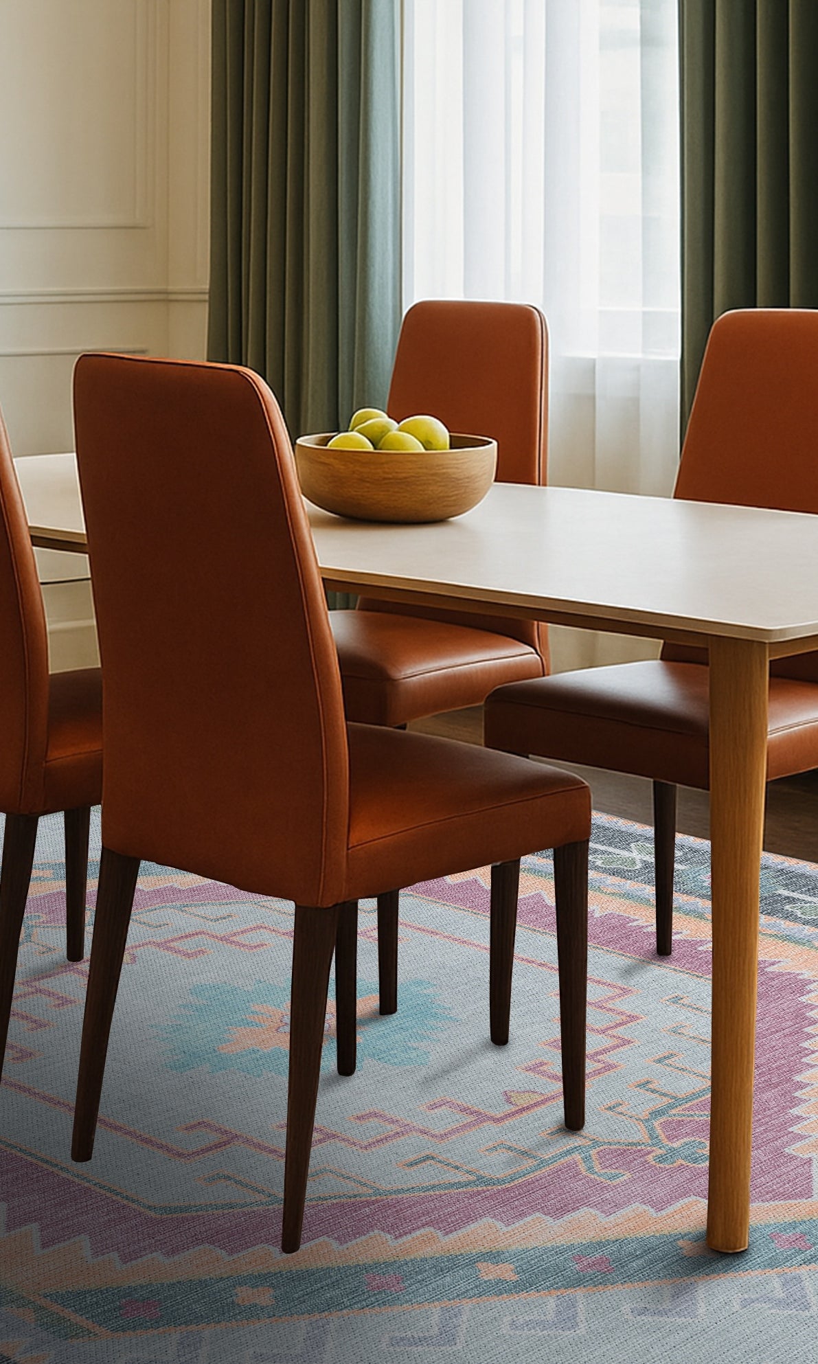 Kyra Green Pink Aesthetic Oushak Rug