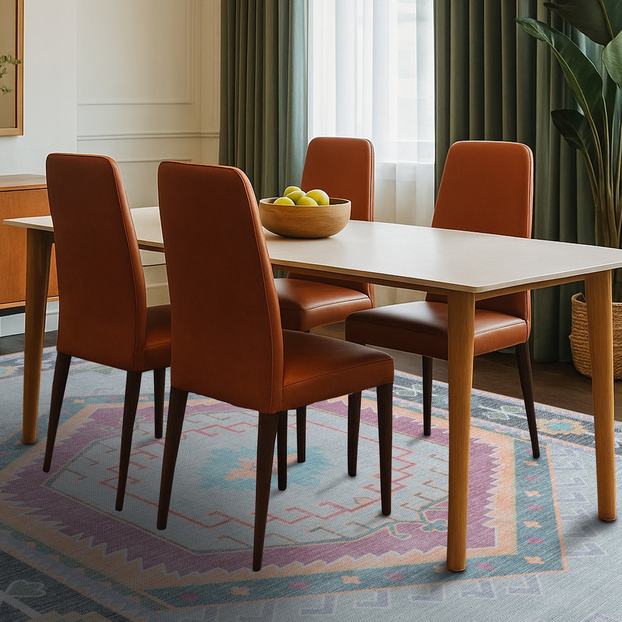 Kyra Green Pink Aesthetic Oushak Rug