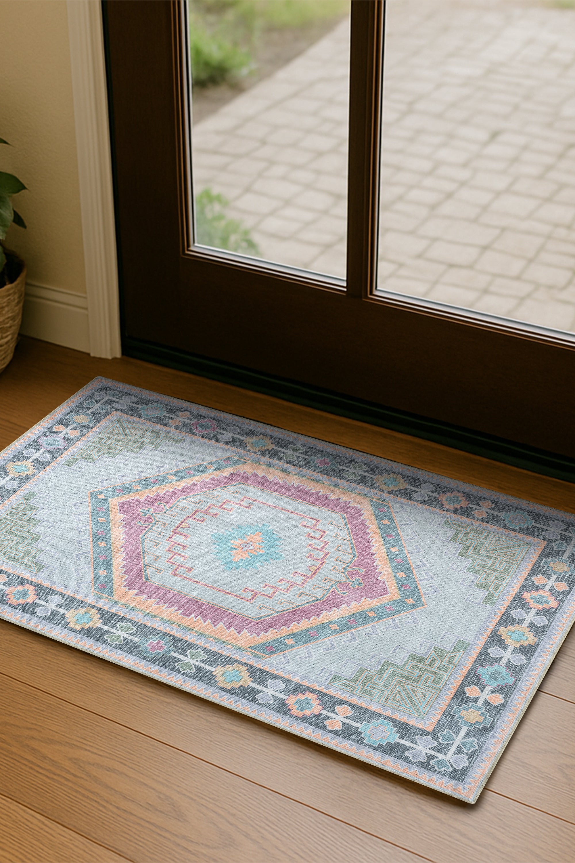 Kyra Green Pink Aesthetic Oushak Rug