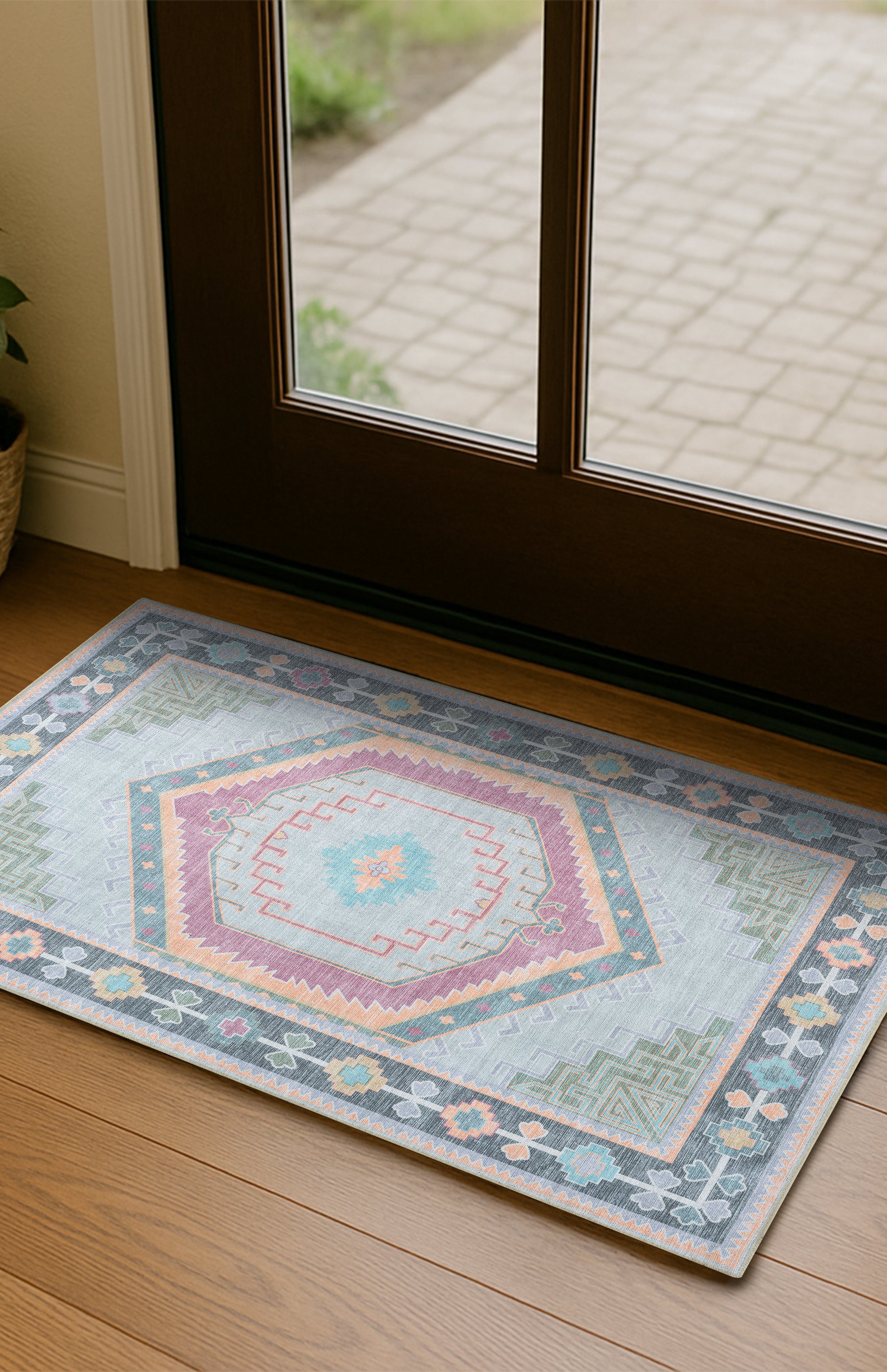 Kyra Green Pink Aesthetic Oushak Rug