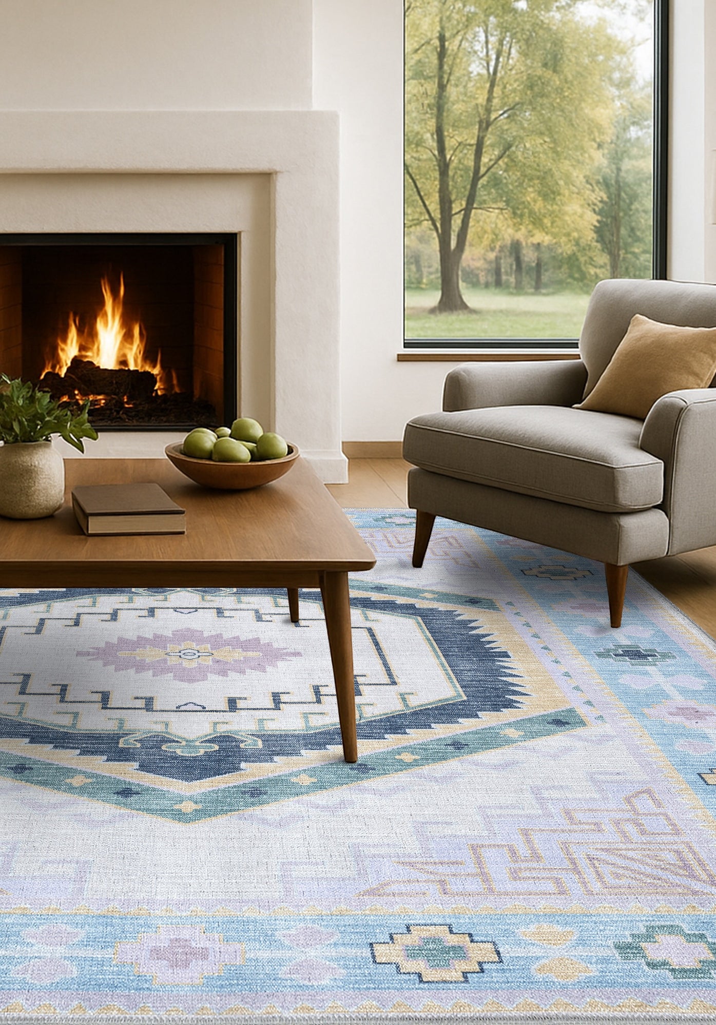 Averill Lavender, Pink & Blue Modern Oushak Rug