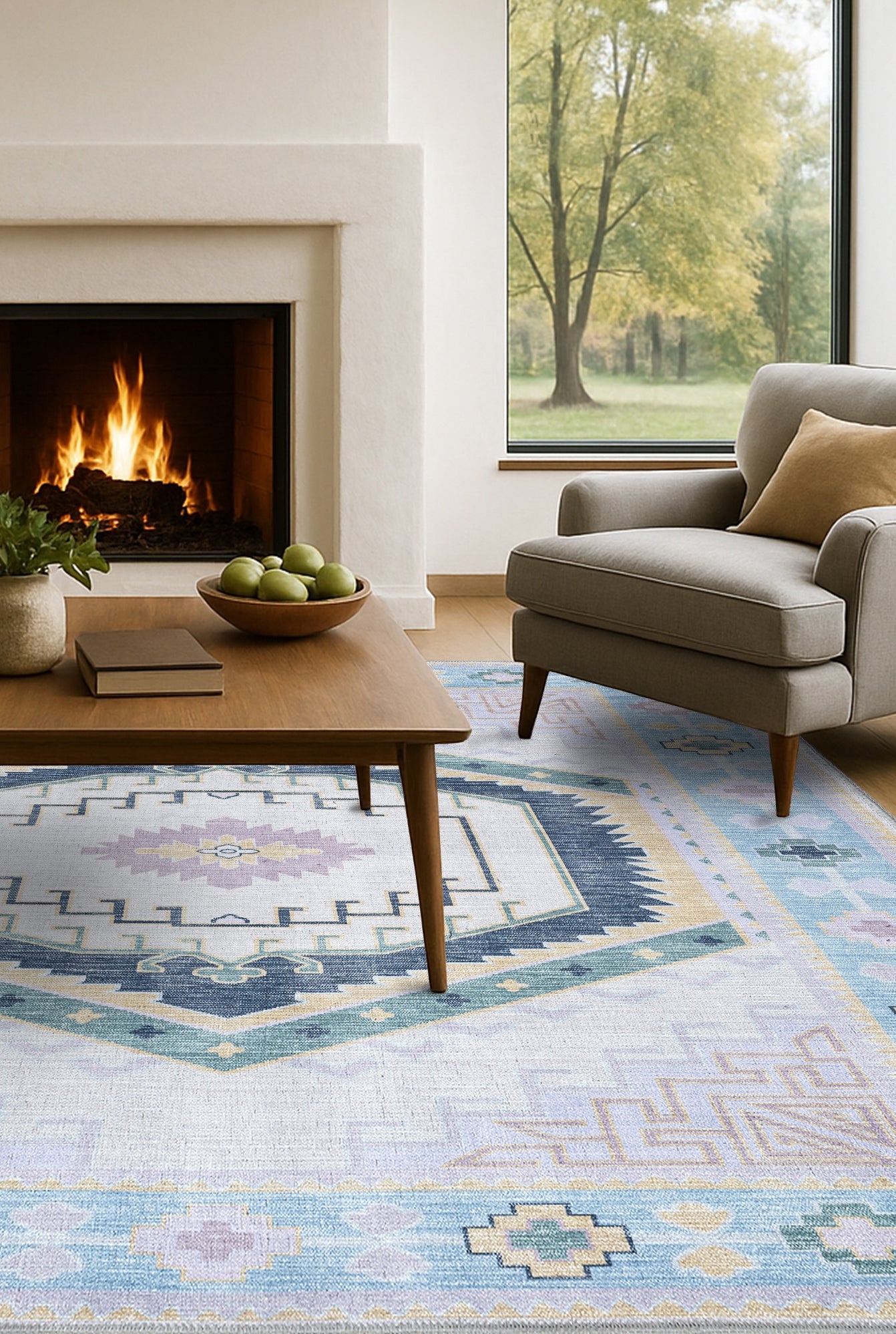 Averill Lavender, Pink & Blue Modern Oushak Rug