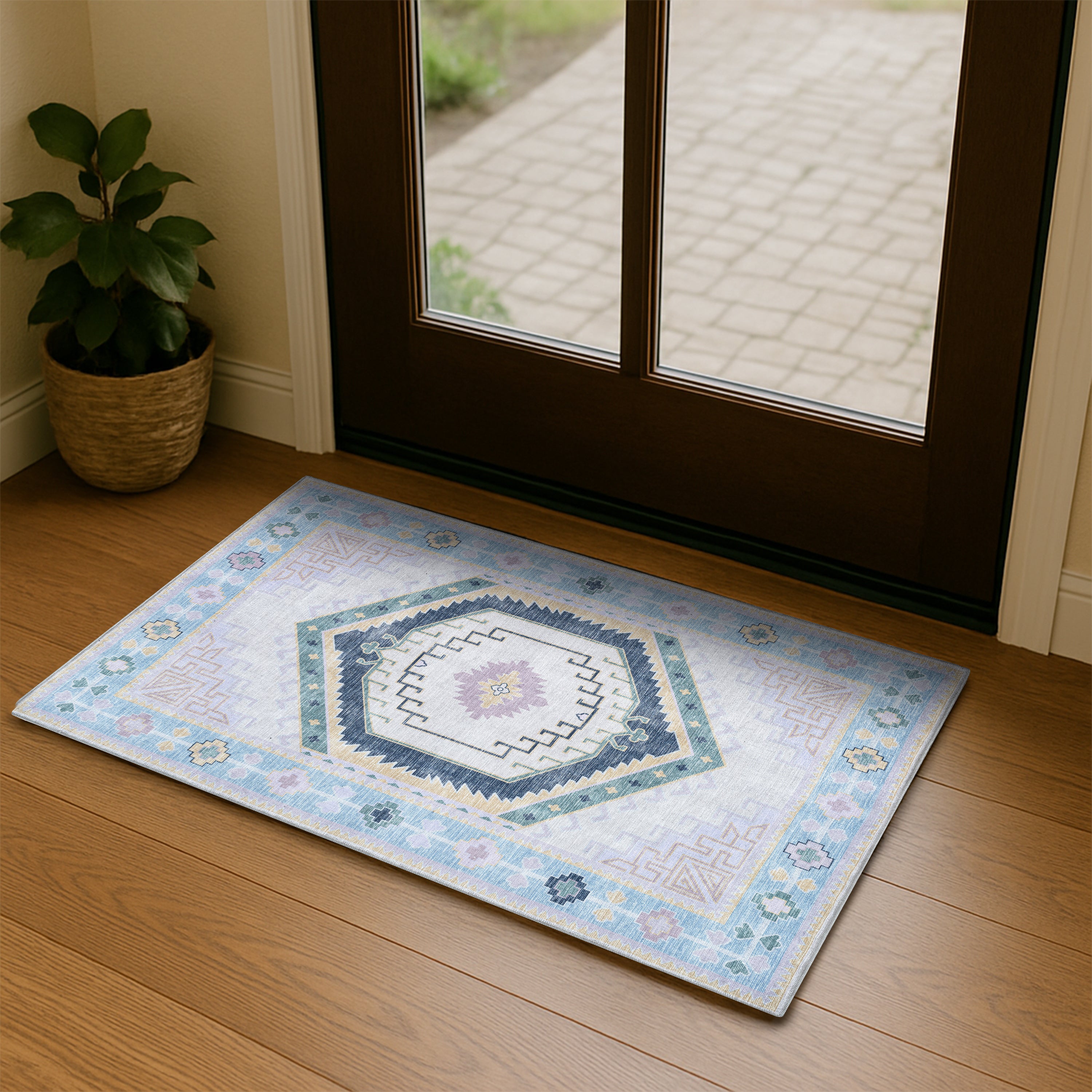 Averill Lavender, Pink & Blue Modern Oushak Rug