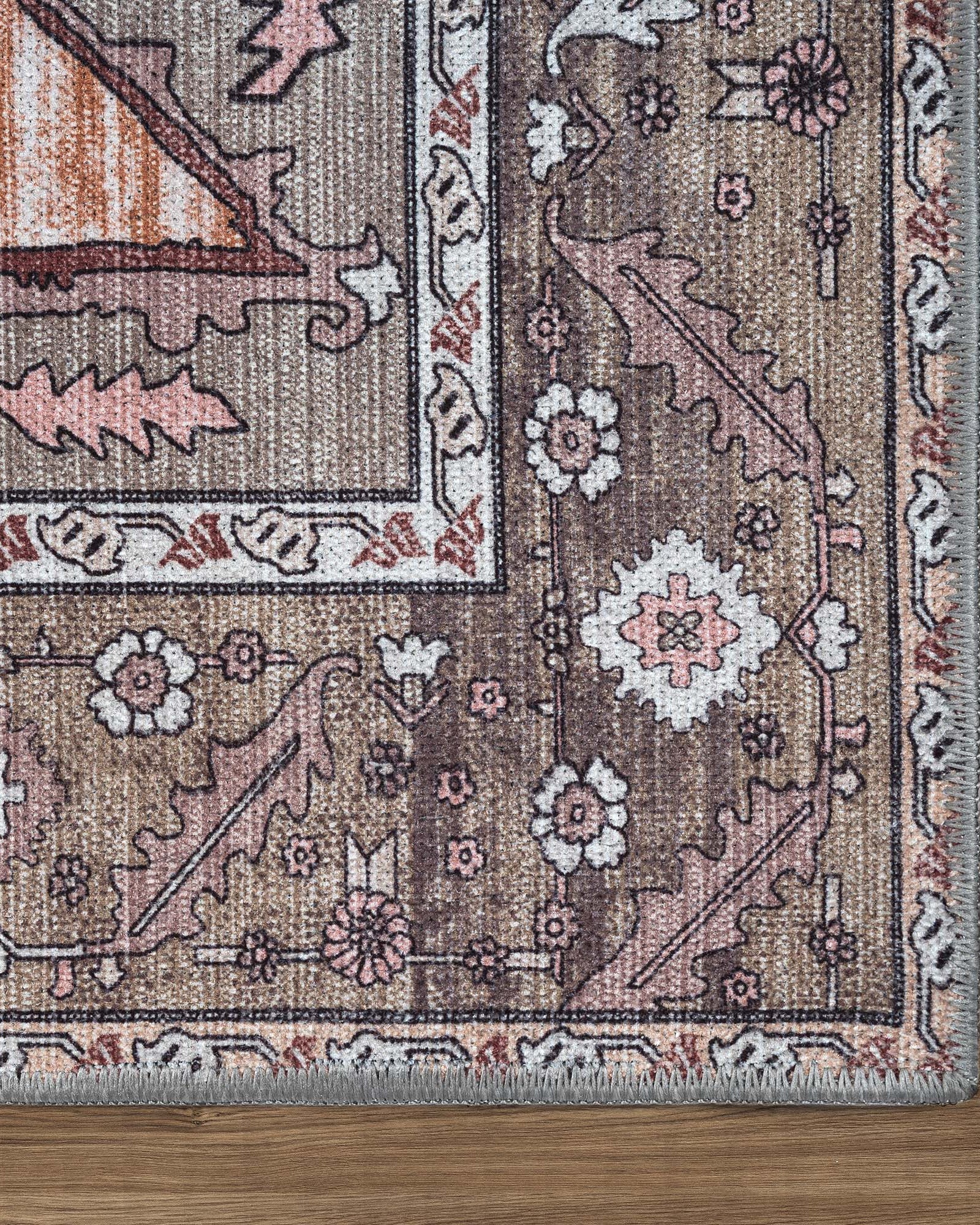 Silas Brown Terracotta Floral Modern Persian Rug