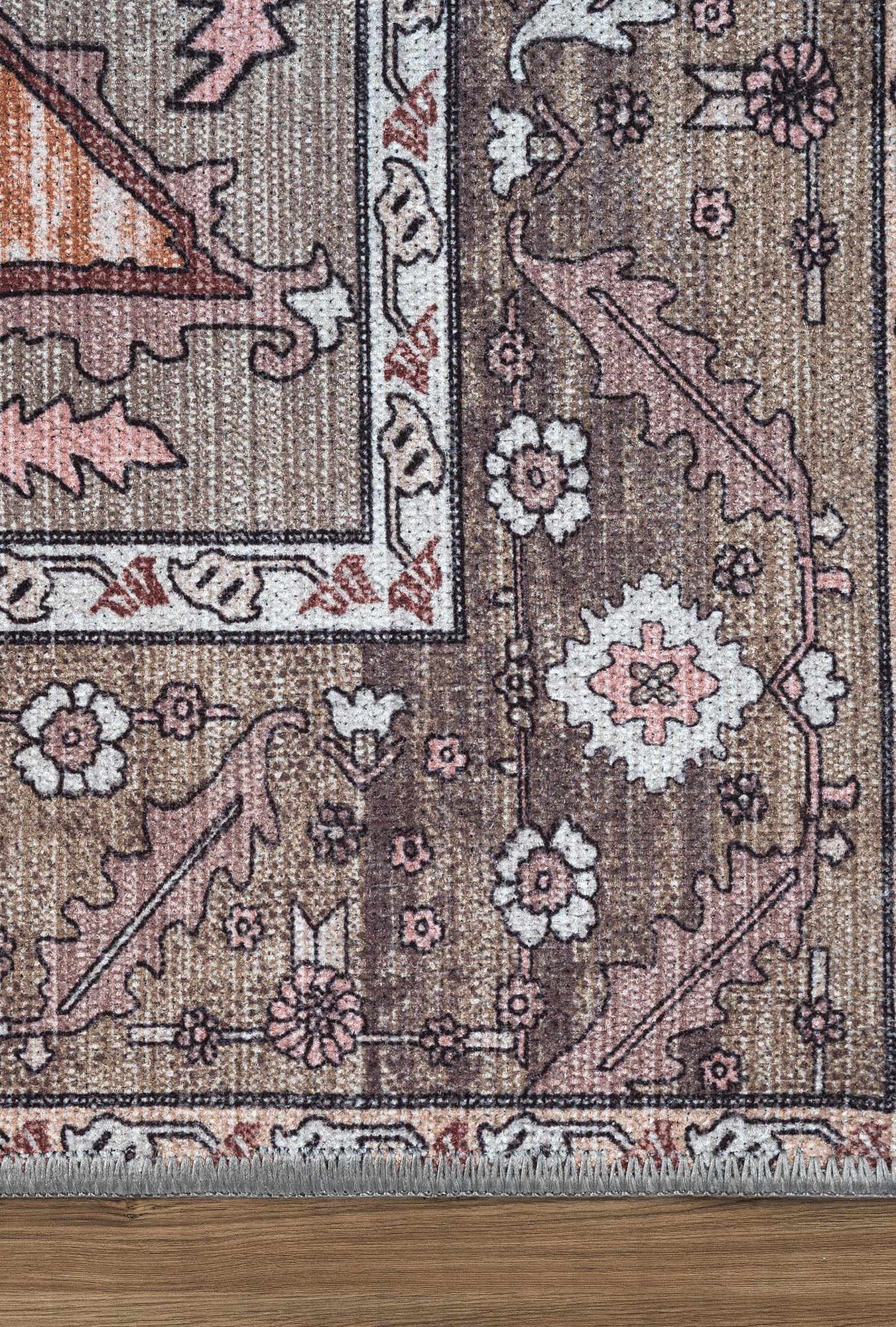 Silas Brown Terracotta Floral Modern Persian Rug