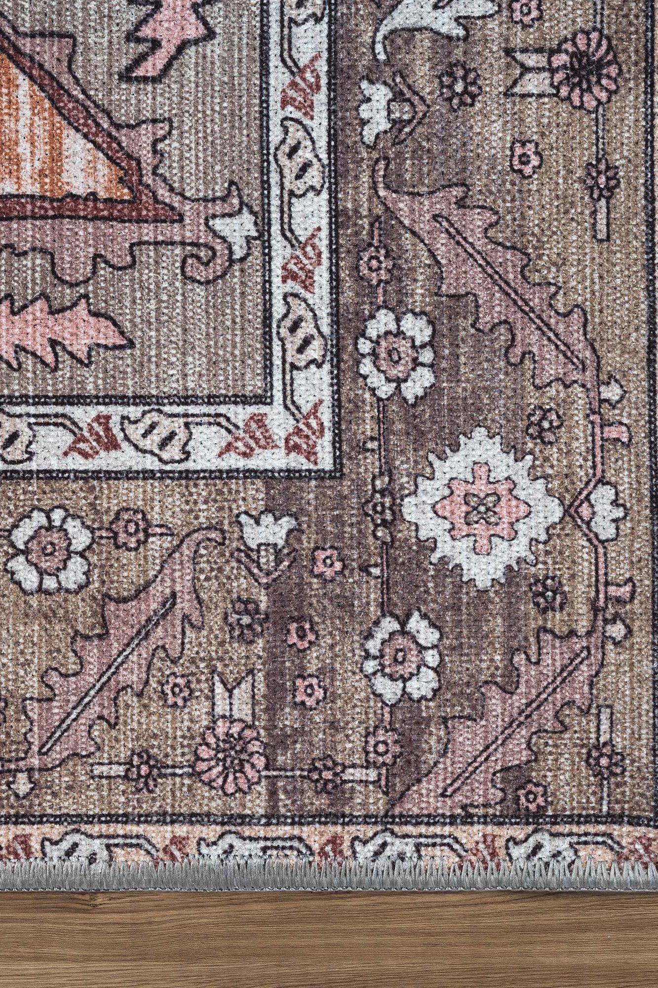 Silas Brown Terracotta Floral Modern Persian Rug