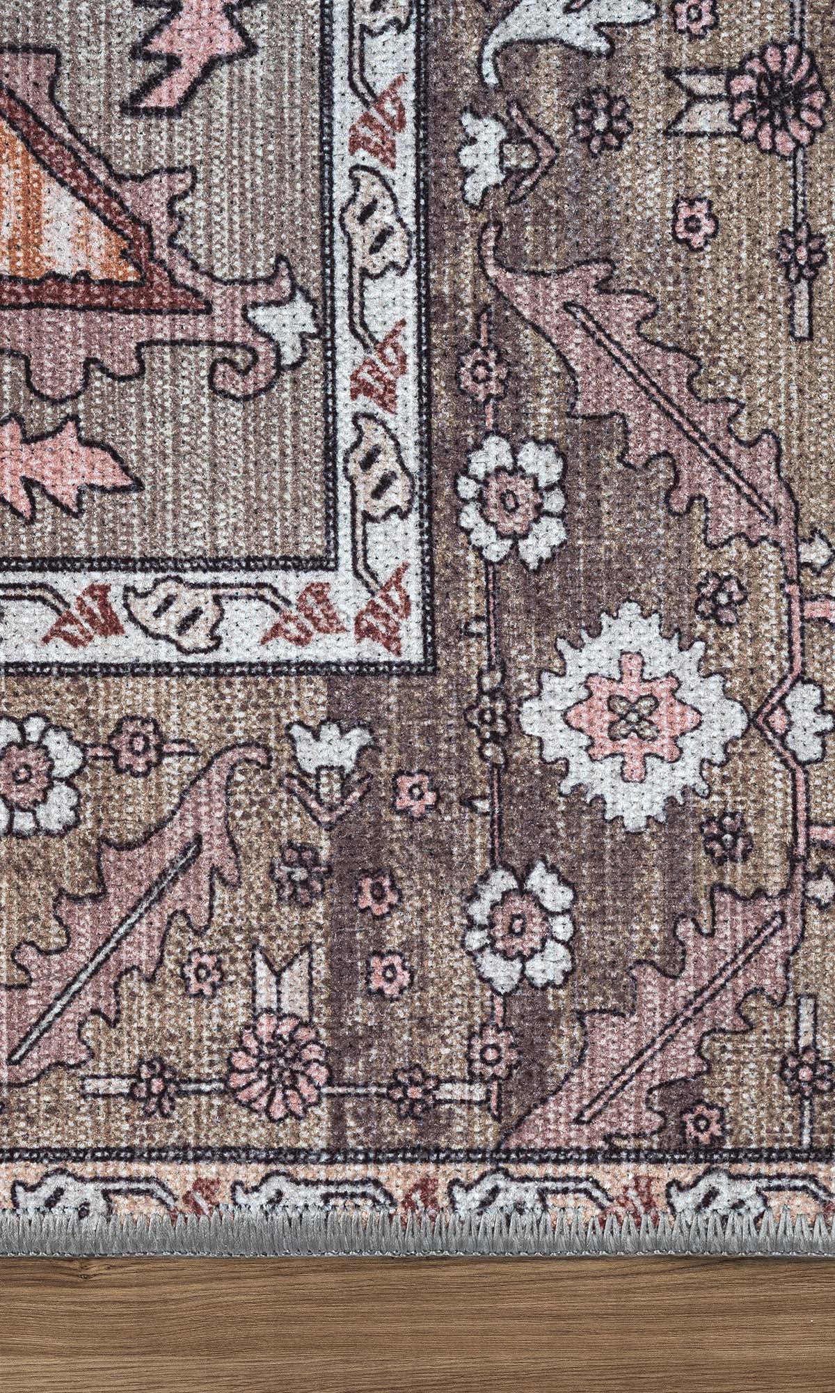 Silas Brown Terracotta Floral Modern Persian Rug