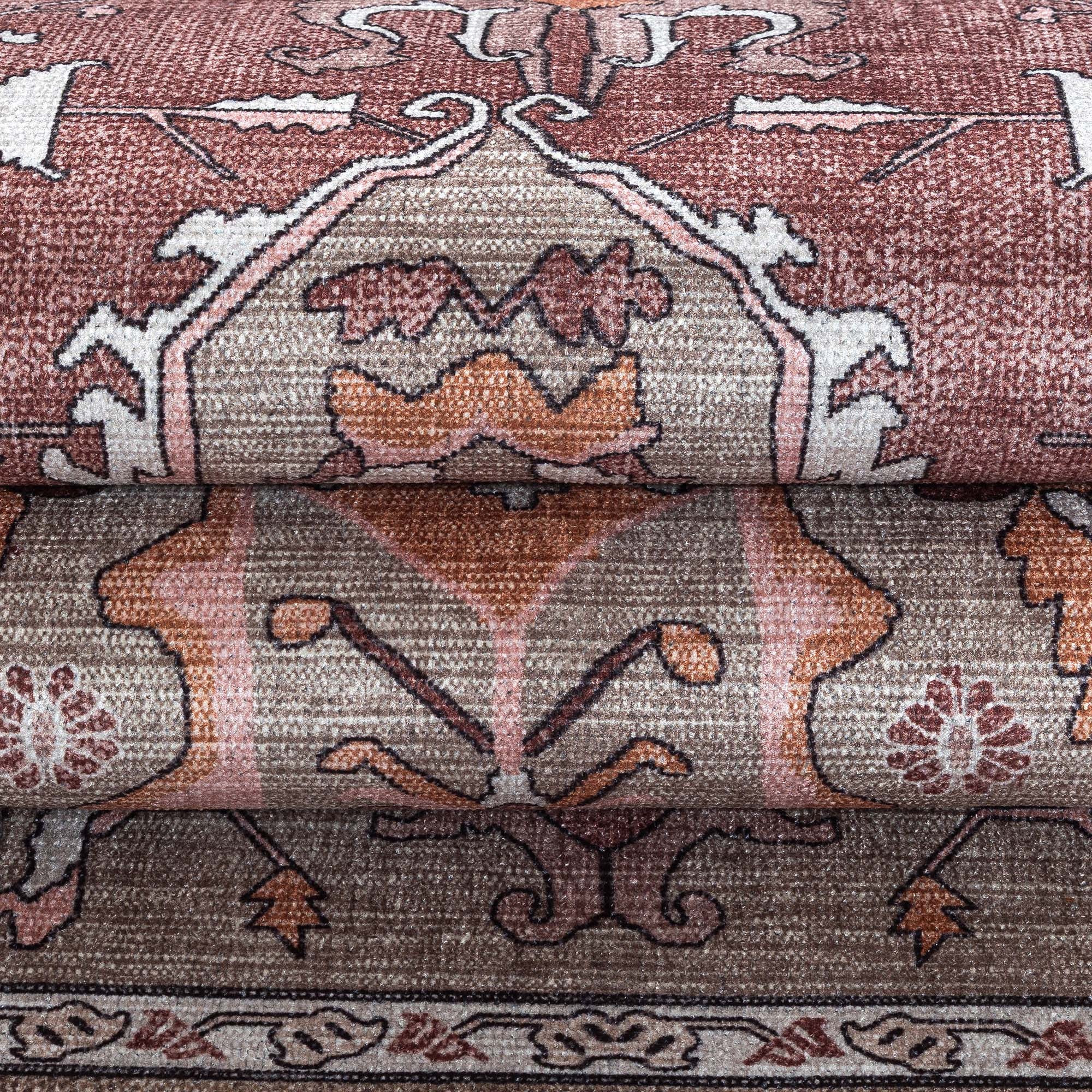 Silas Brown Terracotta Floral Modern Persian Rug