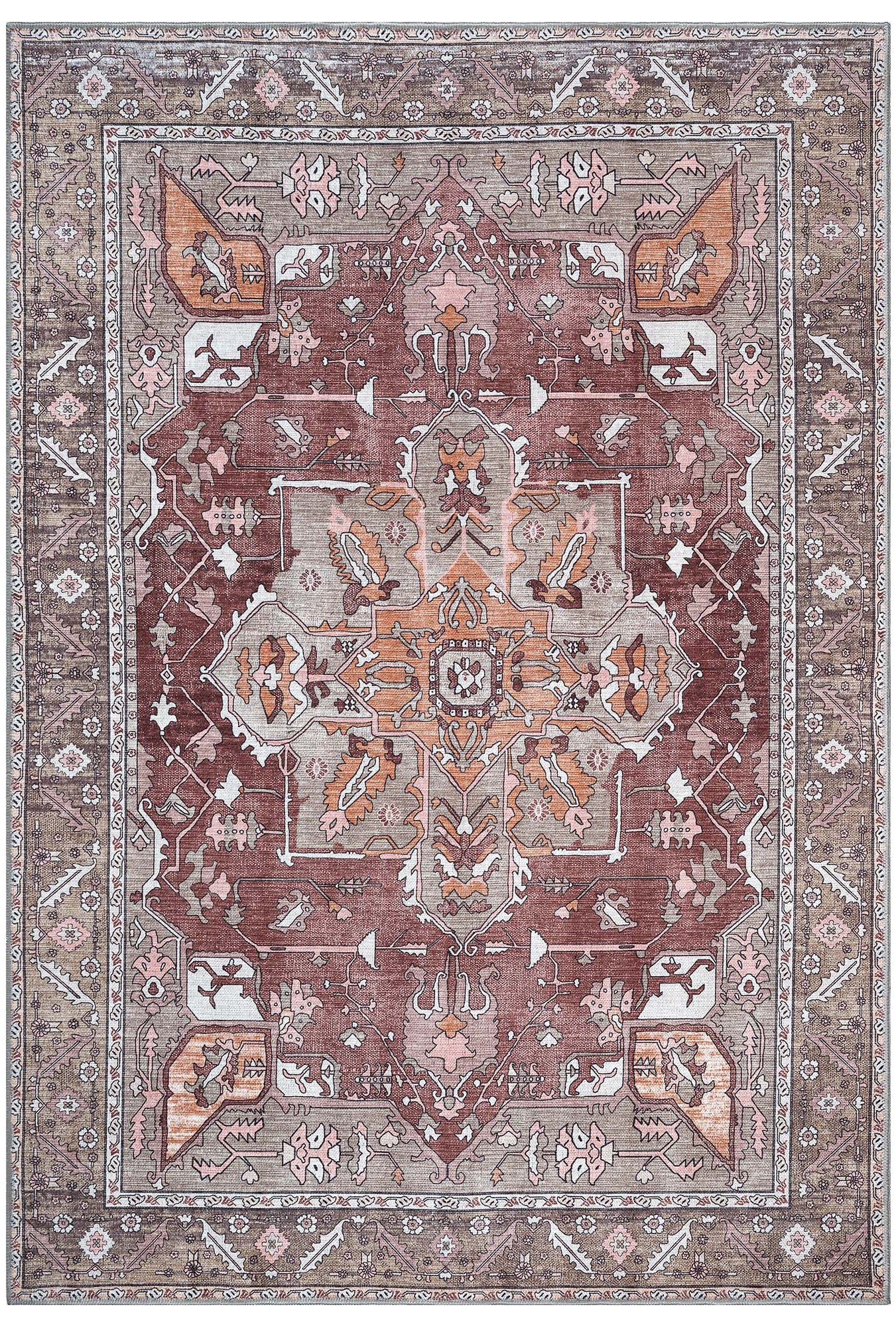Silas Brown Terracotta Floral Modern Persian Rug