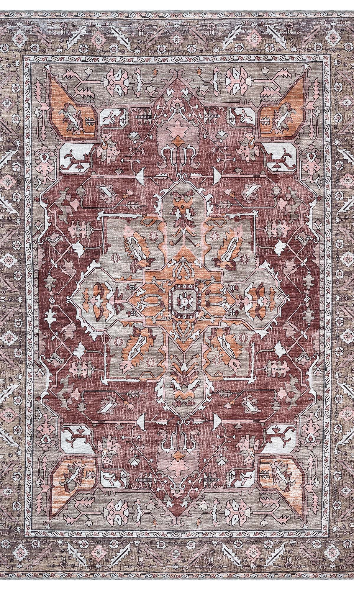 Silas Brown Terracotta Floral Modern Persian Rug