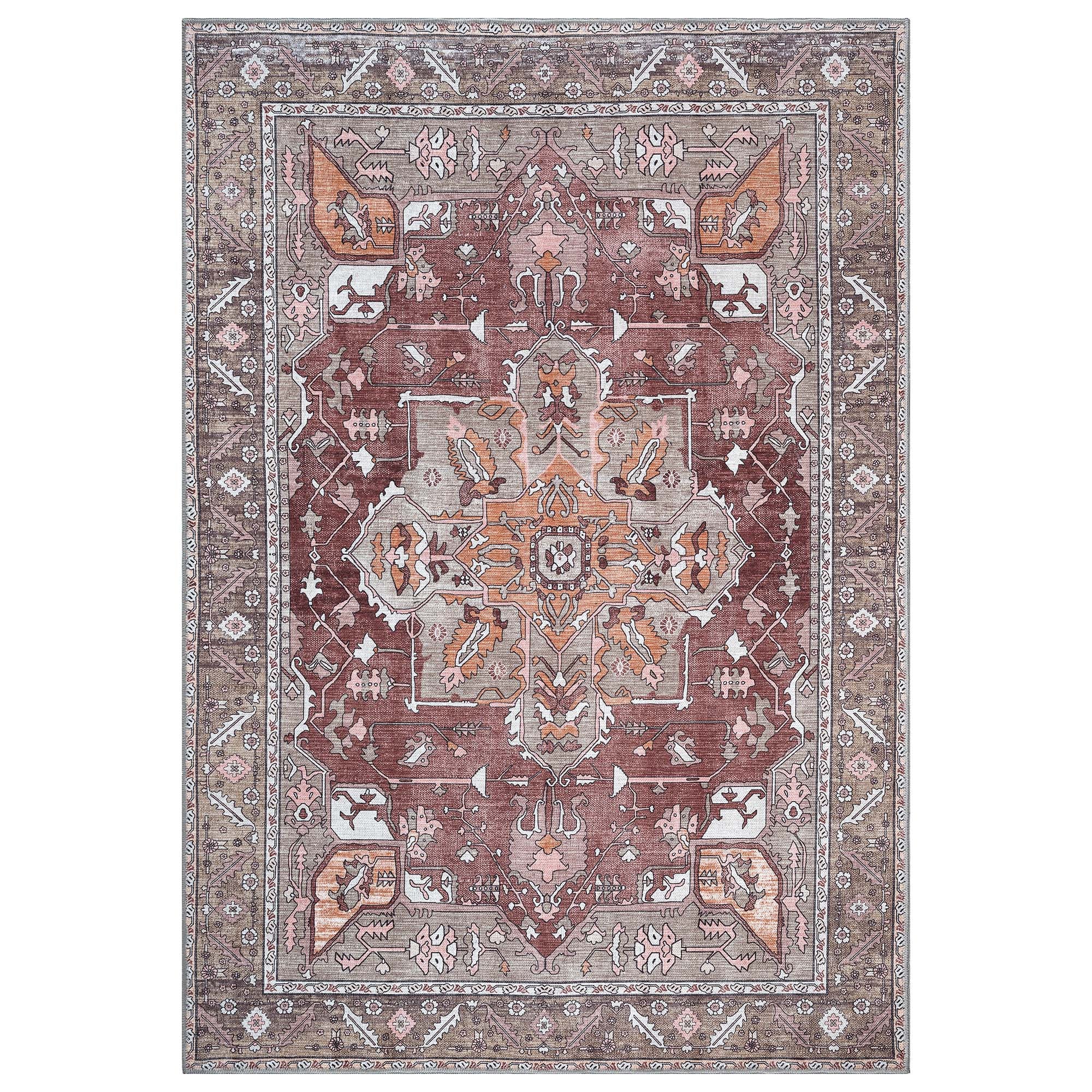 Silas Brown Terracotta Floral Modern Persian Rug