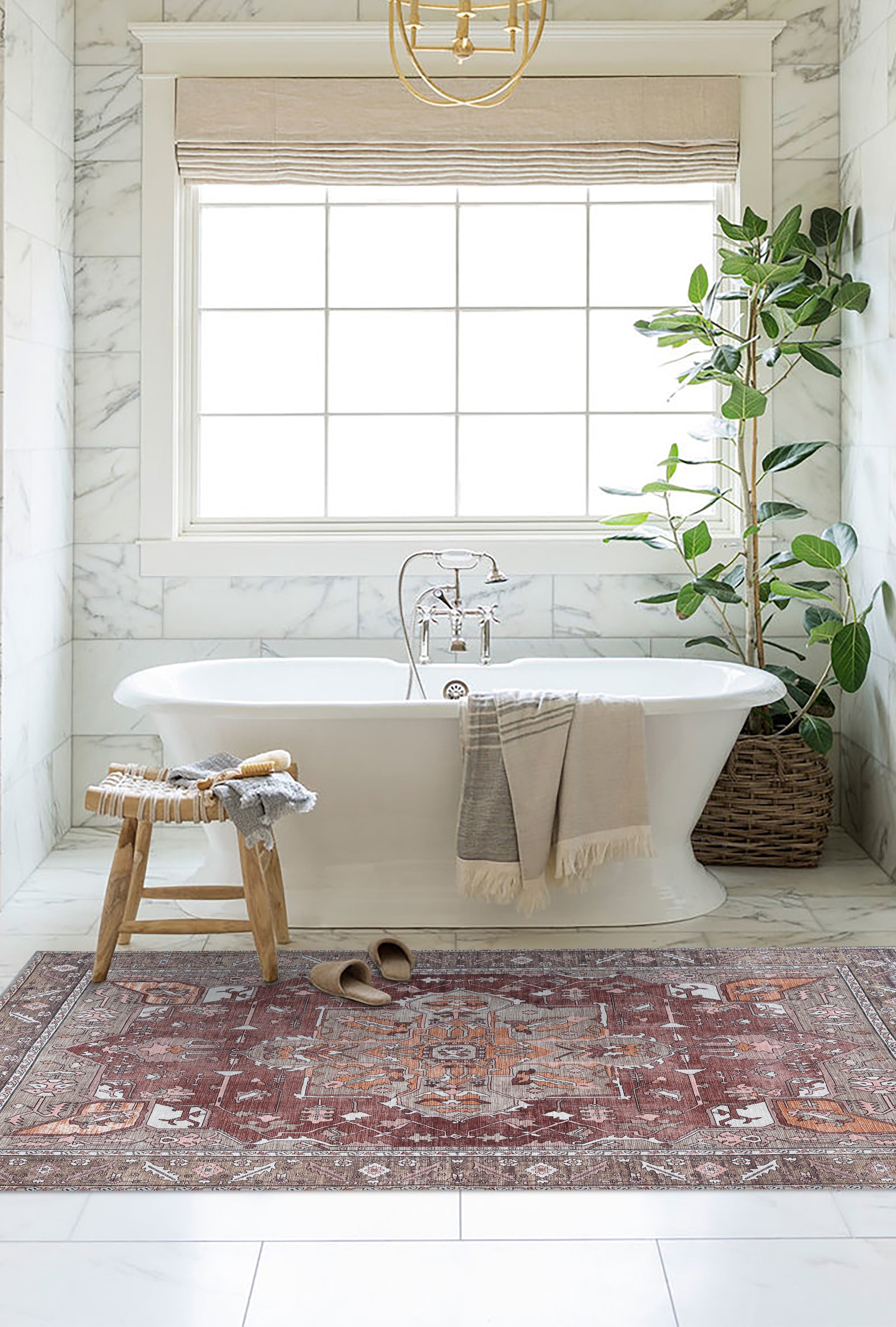 Silas Brown Terracotta Floral Modern Persian Rug