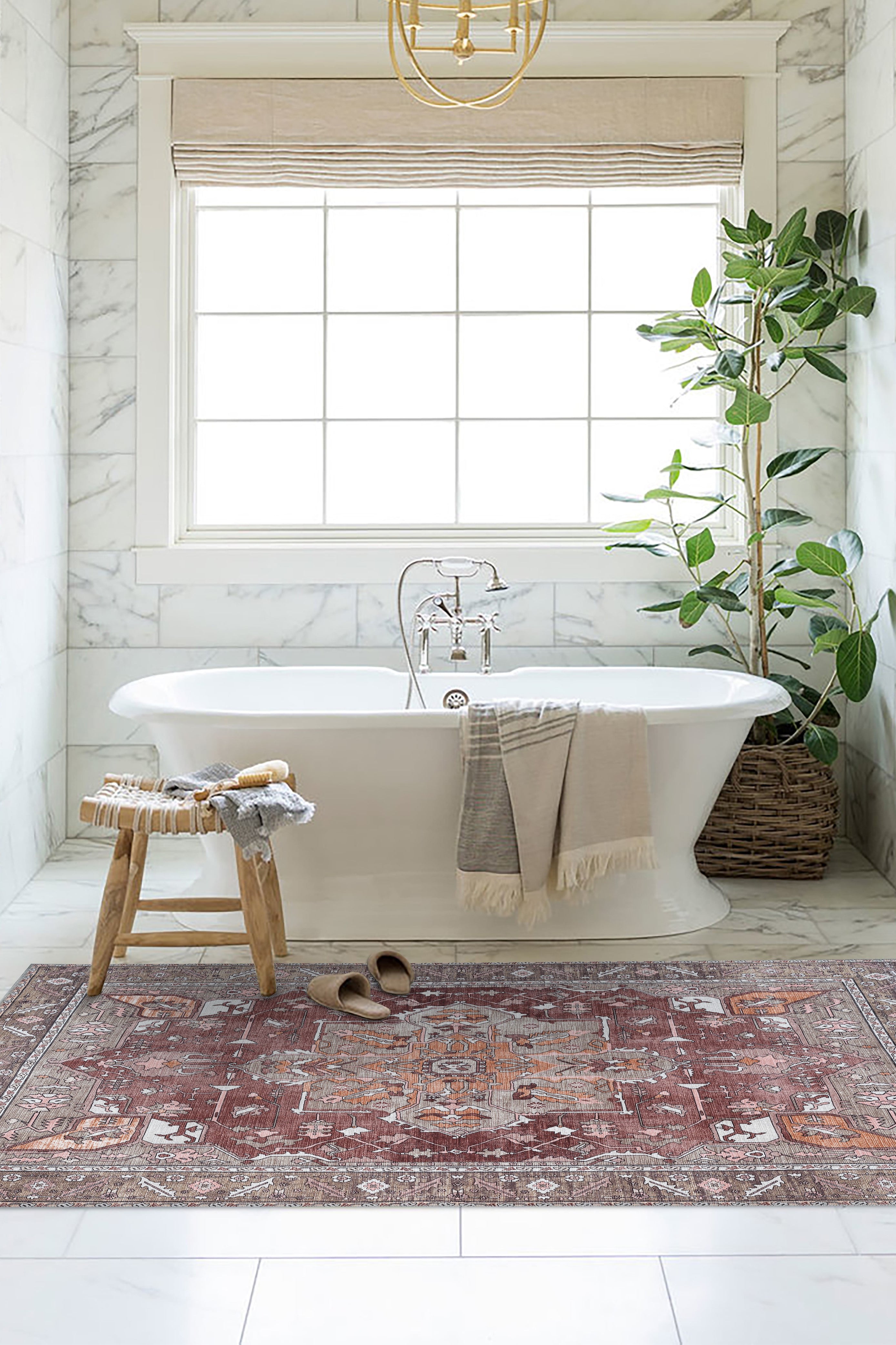 Silas Brown Terracotta Floral Modern Persian Rug