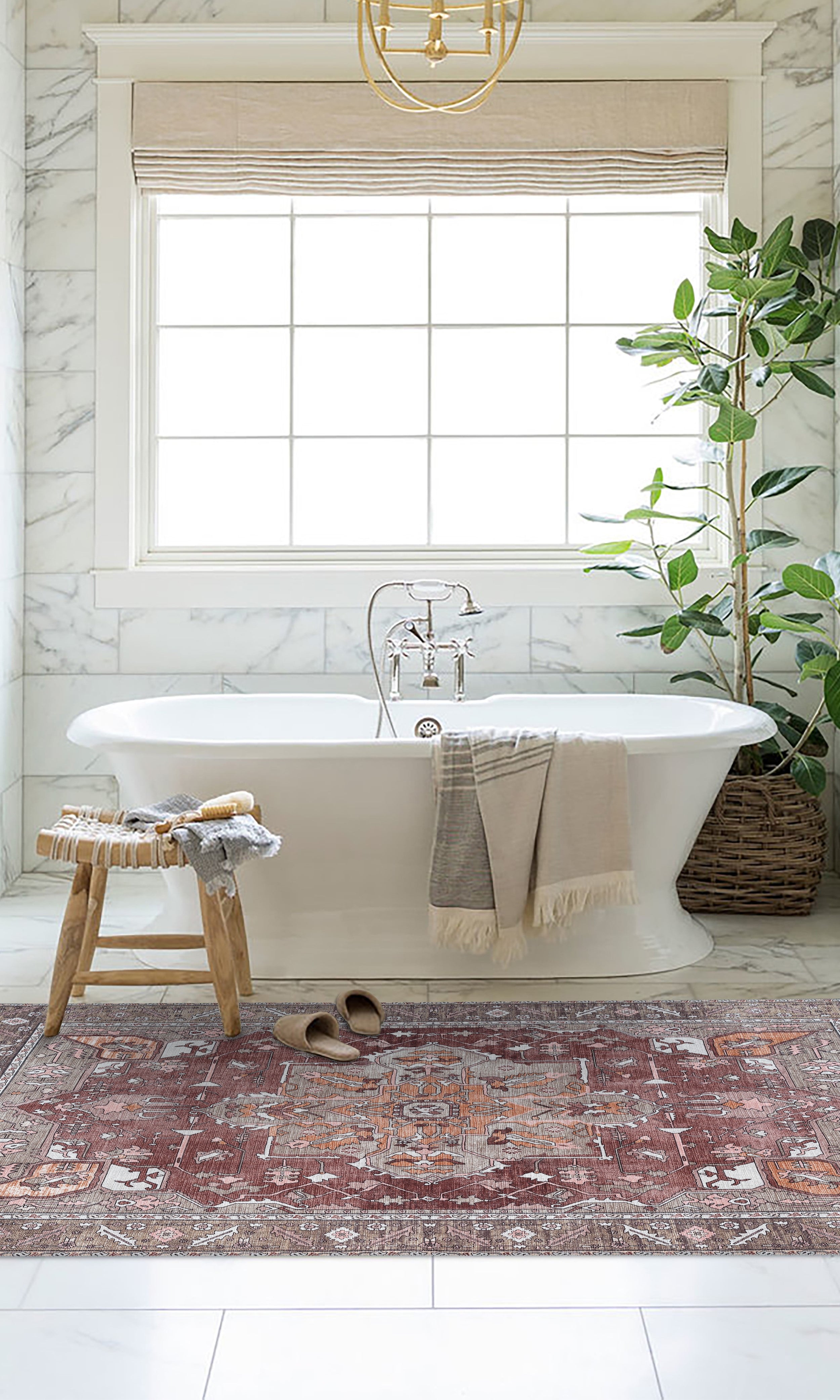 Silas Brown Terracotta Floral Modern Persian Rug