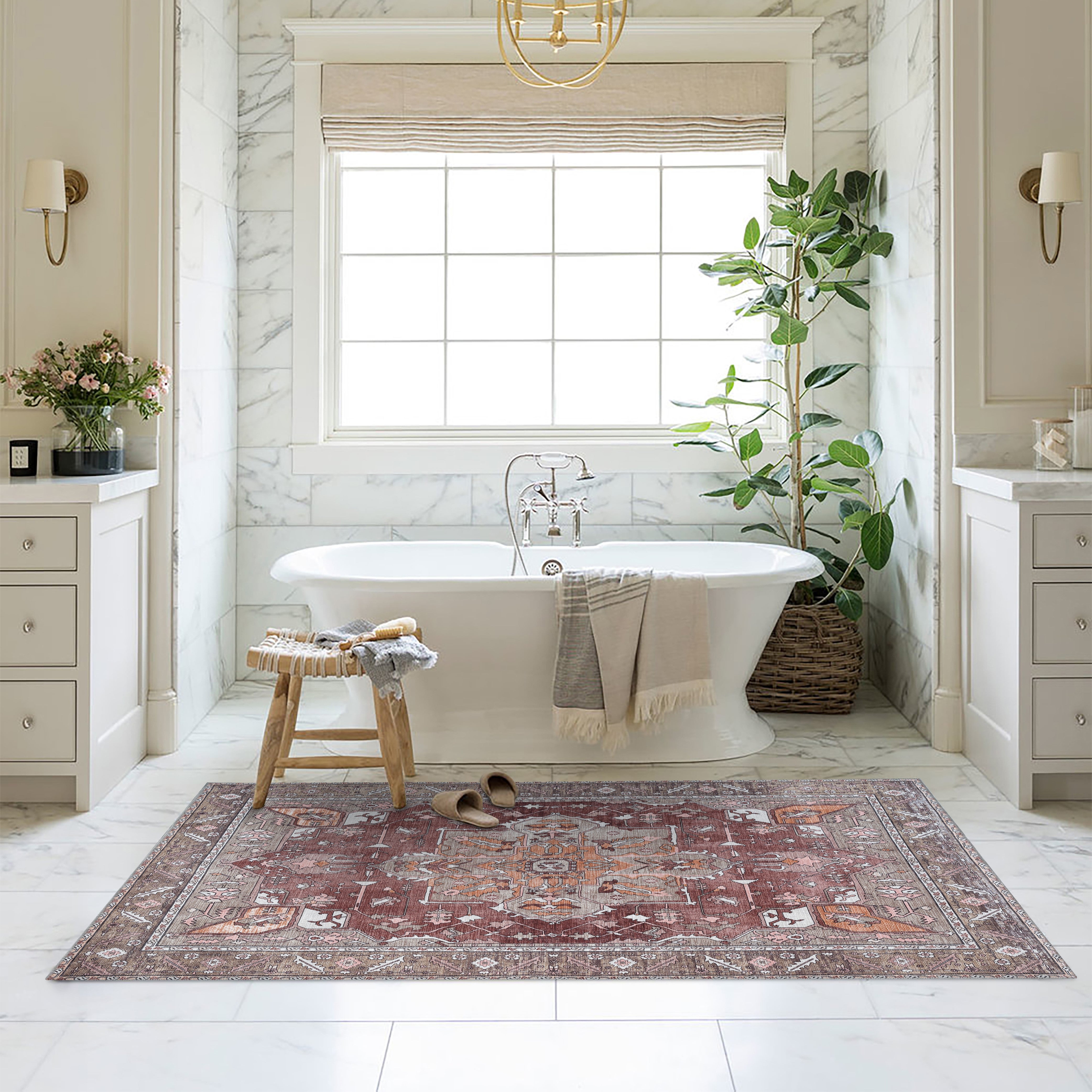 Silas Brown Terracotta Floral Modern Persian Rug