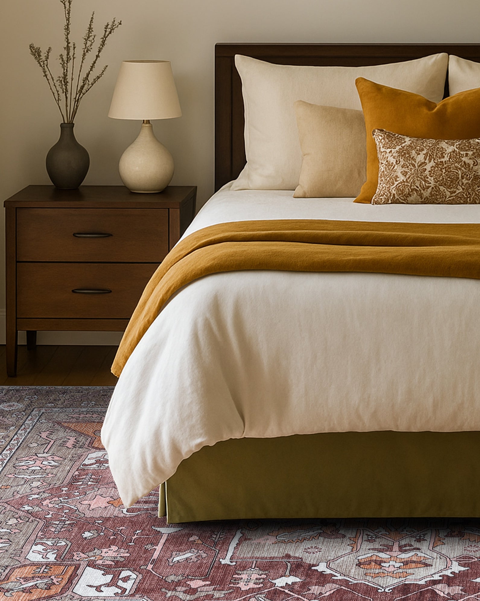 Silas Brown Terracotta Floral Modern Persian Rug