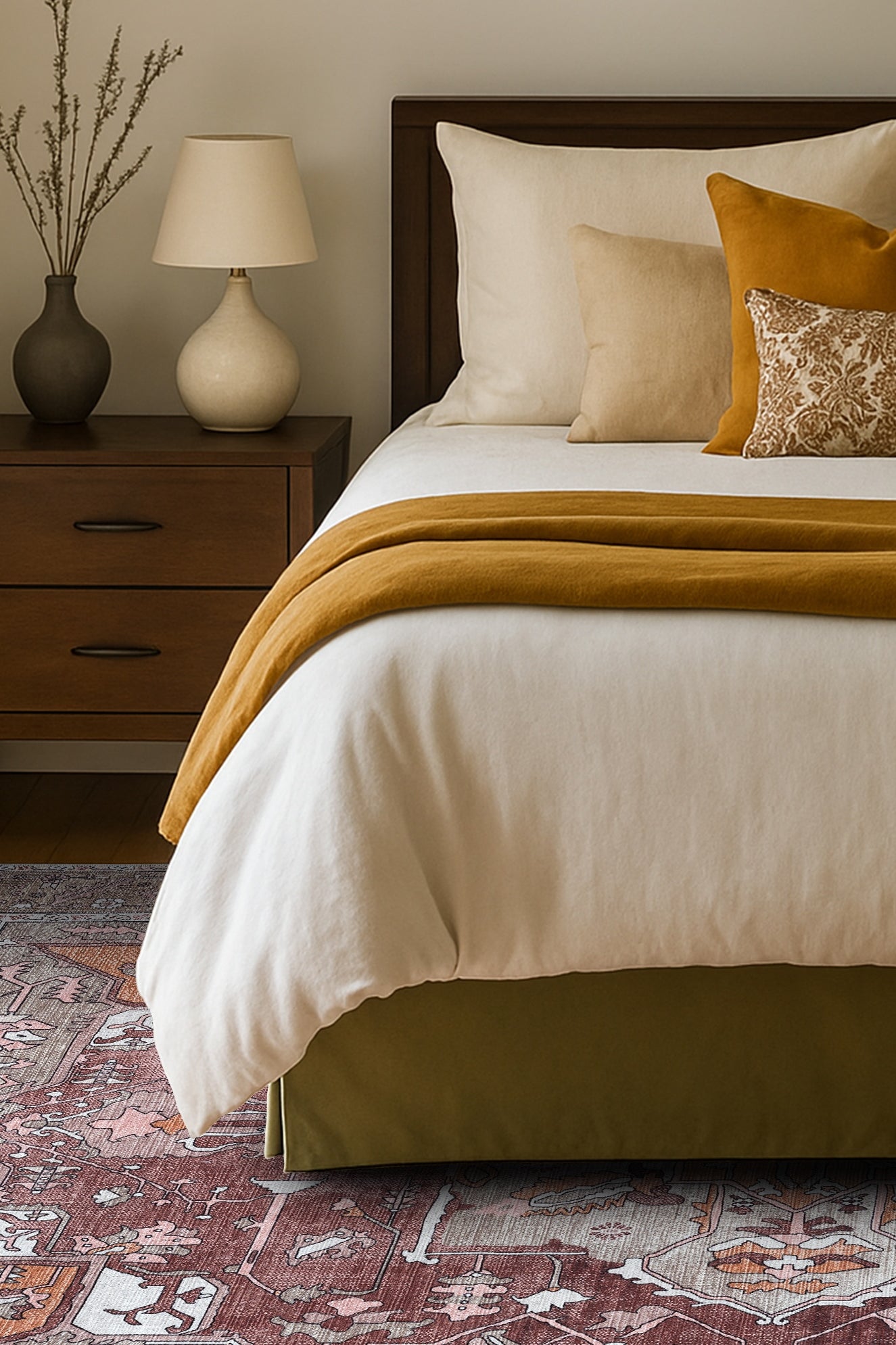 Silas Brown Terracotta Floral Modern Persian Rug