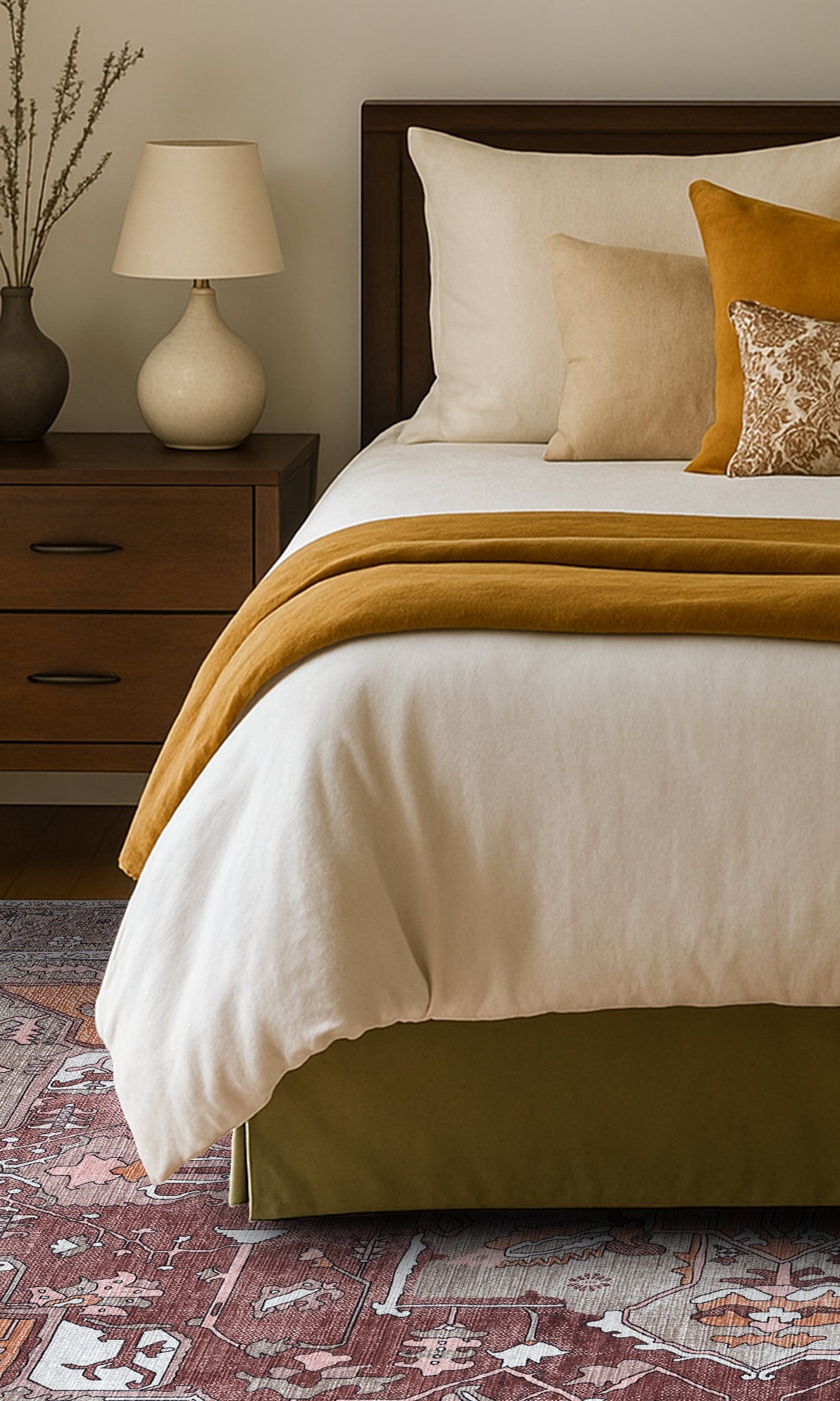 Silas Brown Terracotta Floral Modern Persian Rug