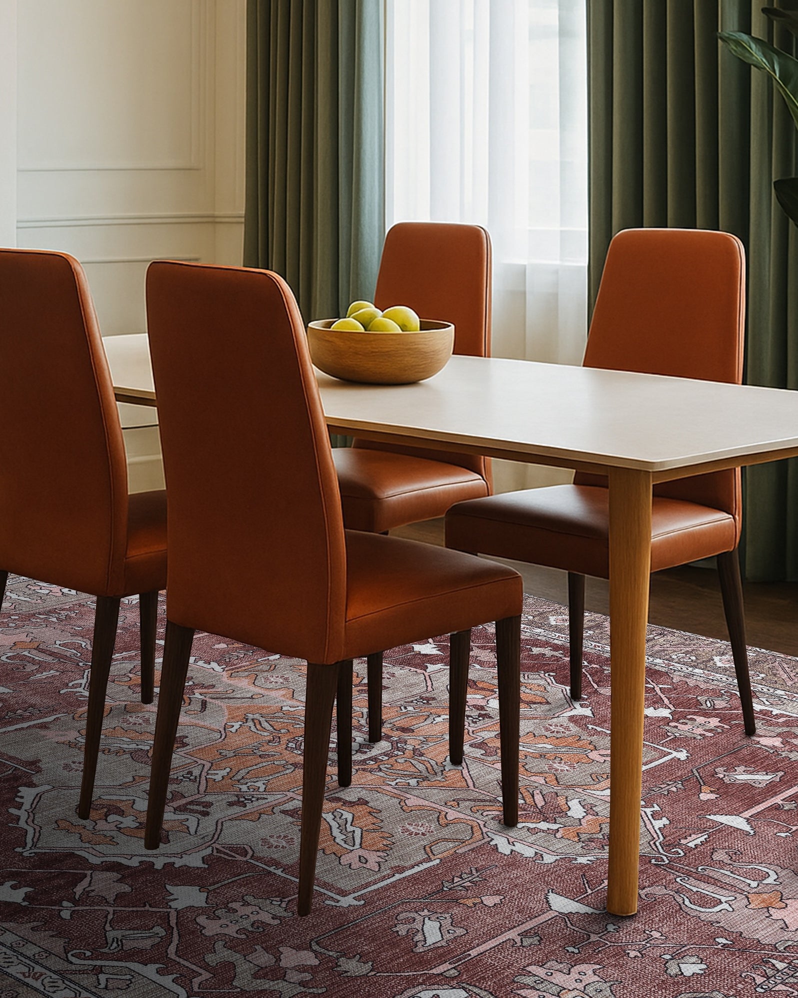 Silas Brown Terracotta Floral Modern Persian Rug