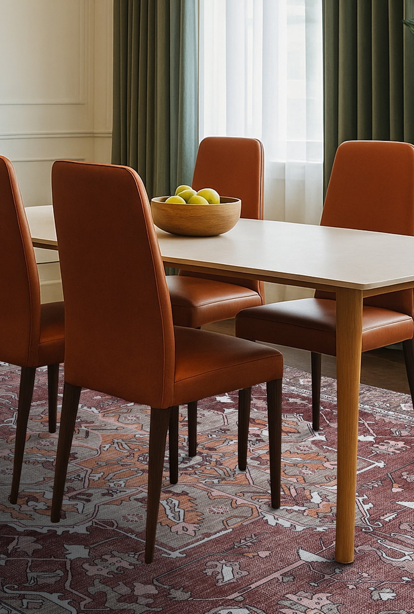 Silas Brown Terracotta Floral Modern Persian Rug