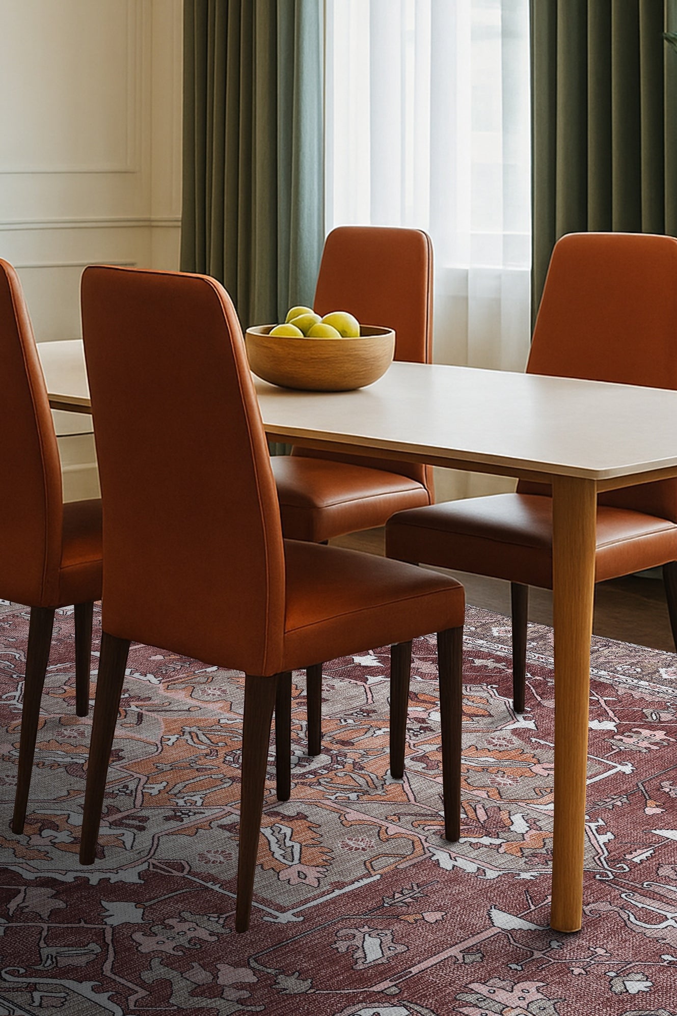 Silas Brown Terracotta Floral Modern Persian Rug