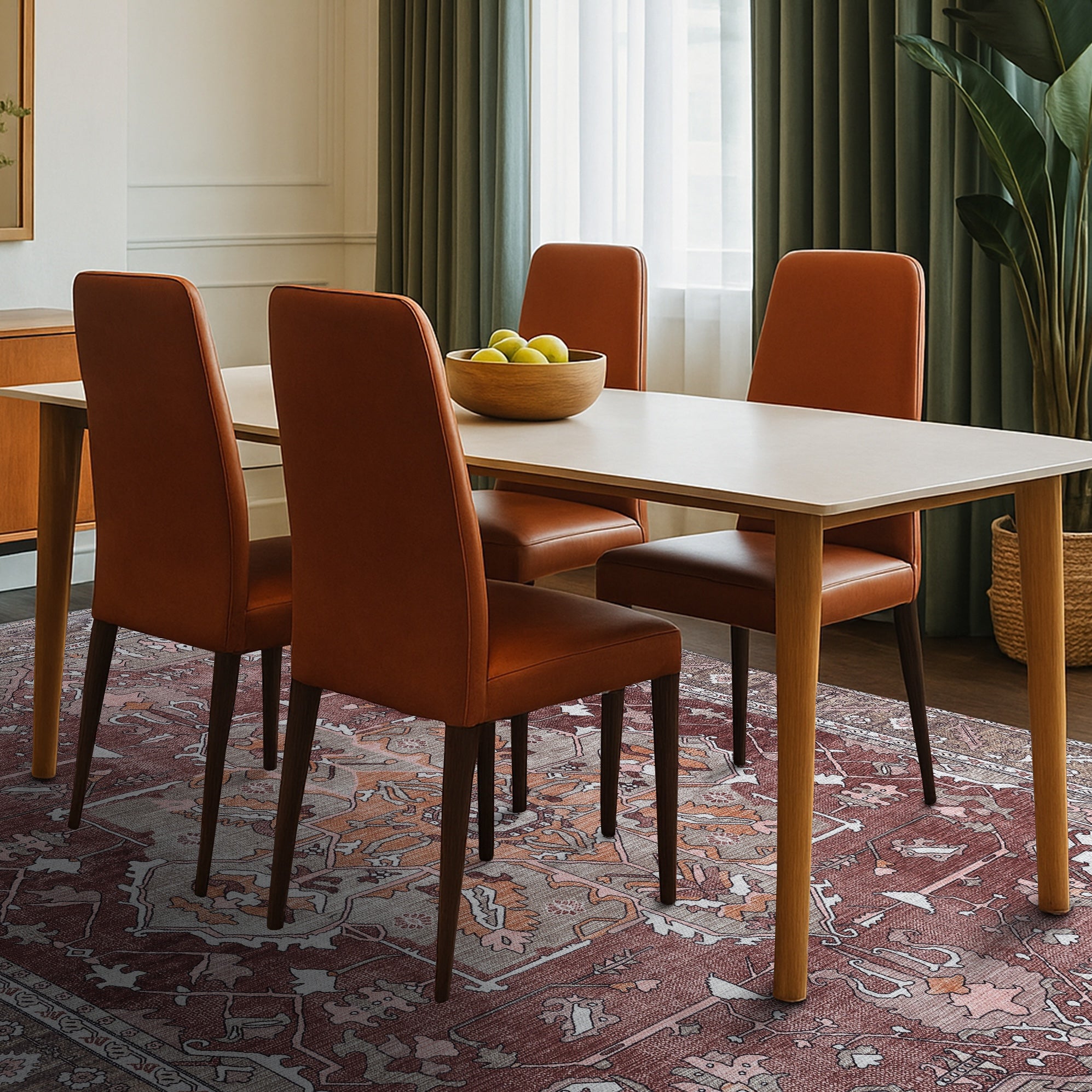 Silas Brown Terracotta Floral Modern Persian Rug