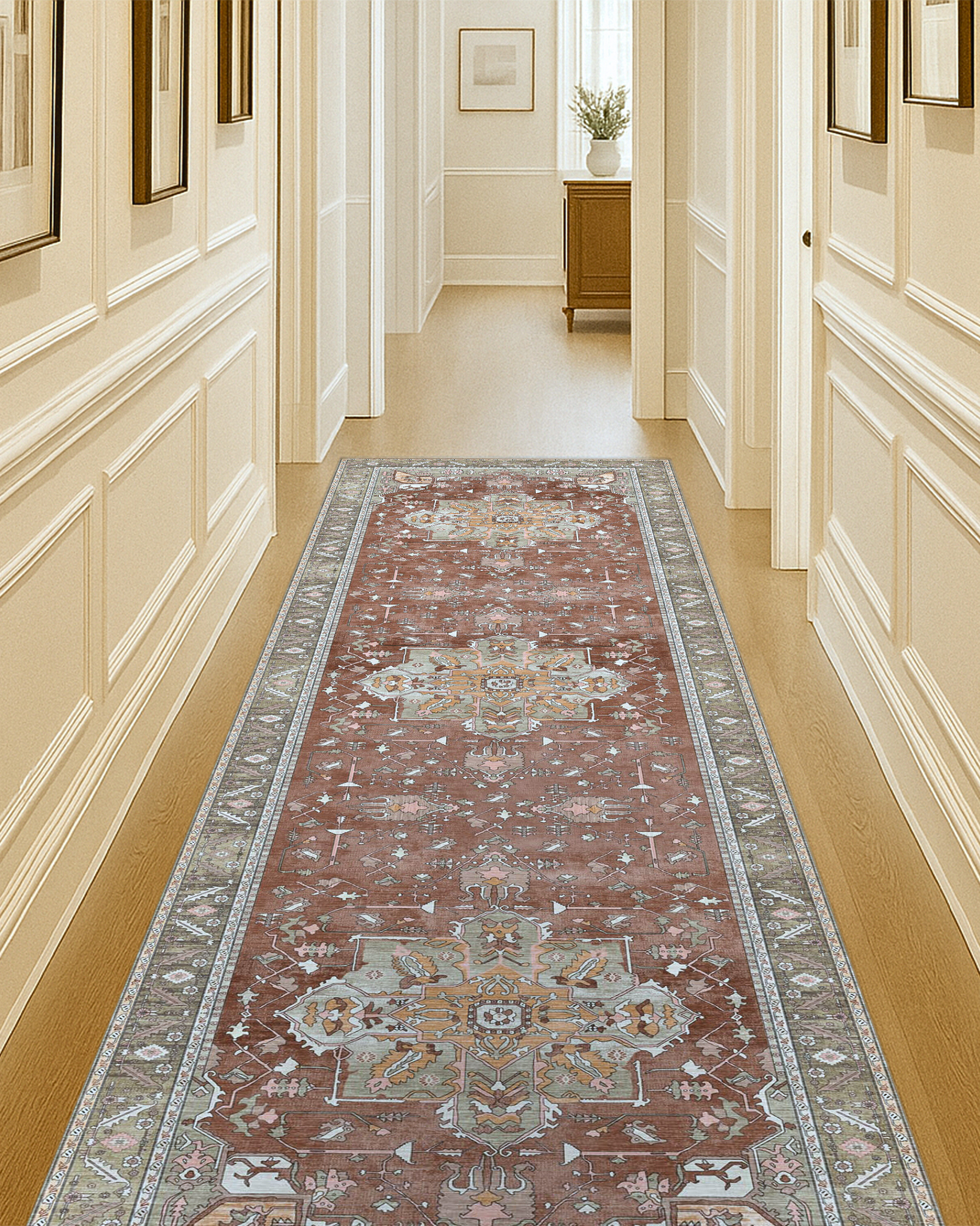 Silas Brown Terracotta Floral Modern Persian Rug