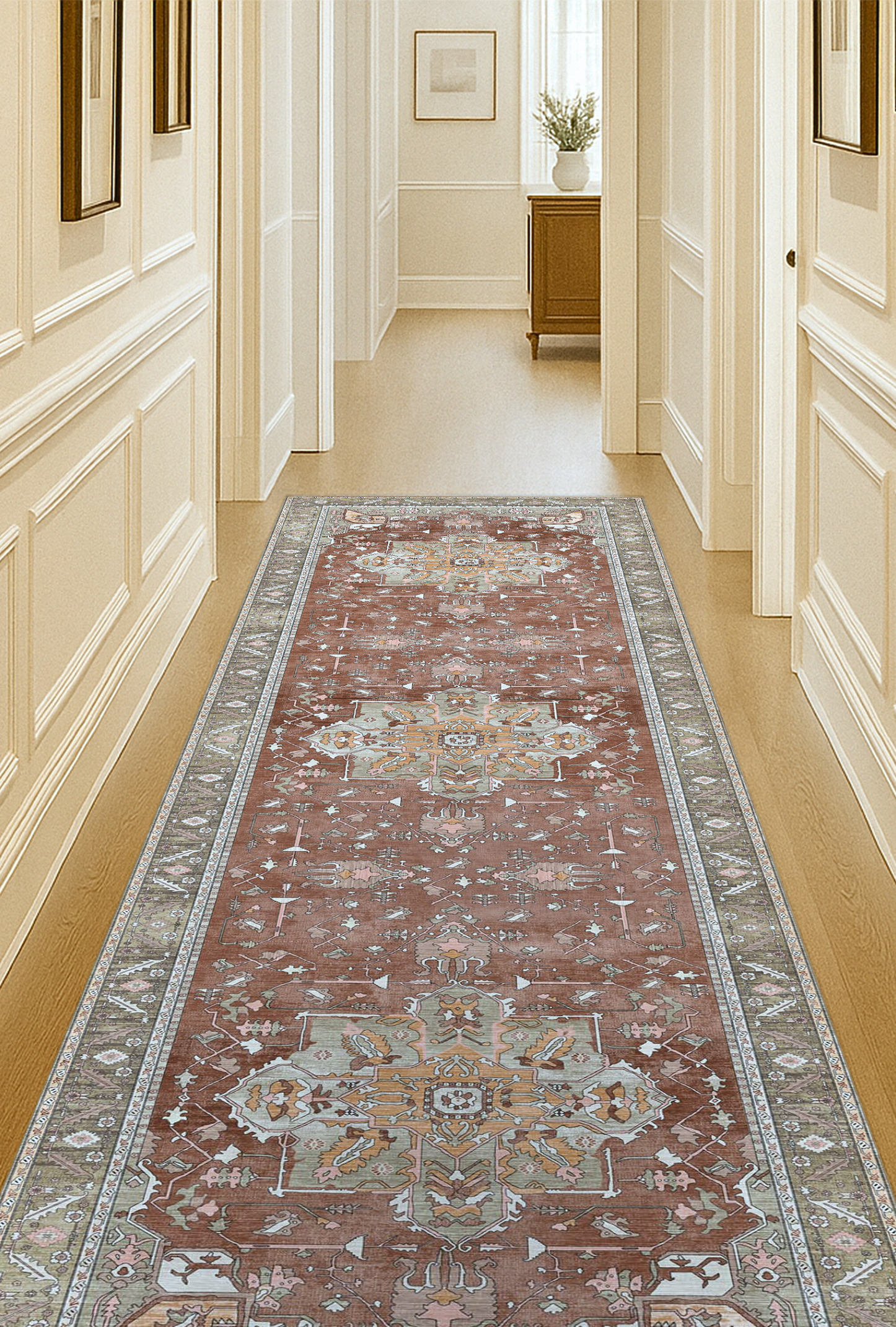 Silas Brown Terracotta Floral Modern Persian Rug