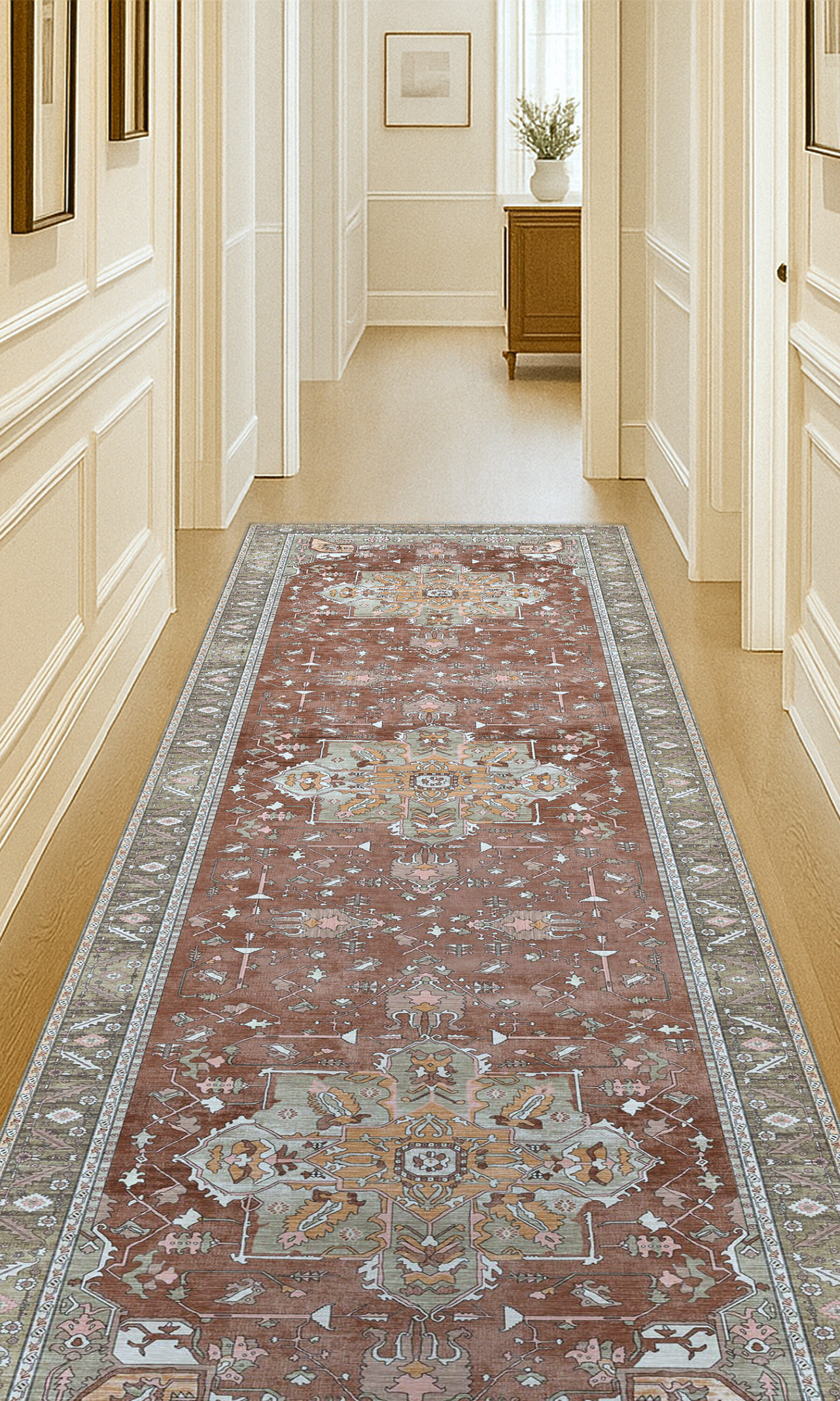 Silas Brown Terracotta Floral Modern Persian Rug