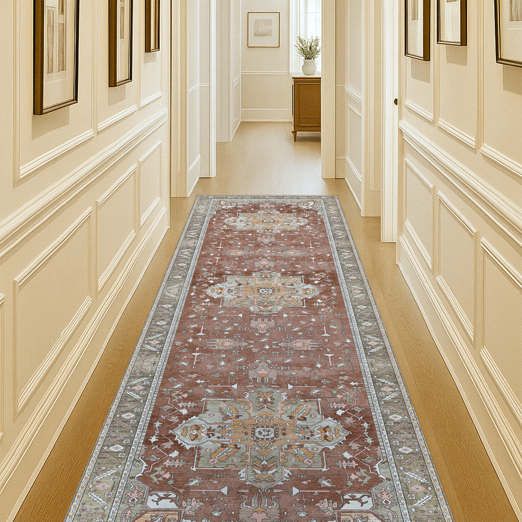 Silas Brown Terracotta Floral Modern Persian Rug