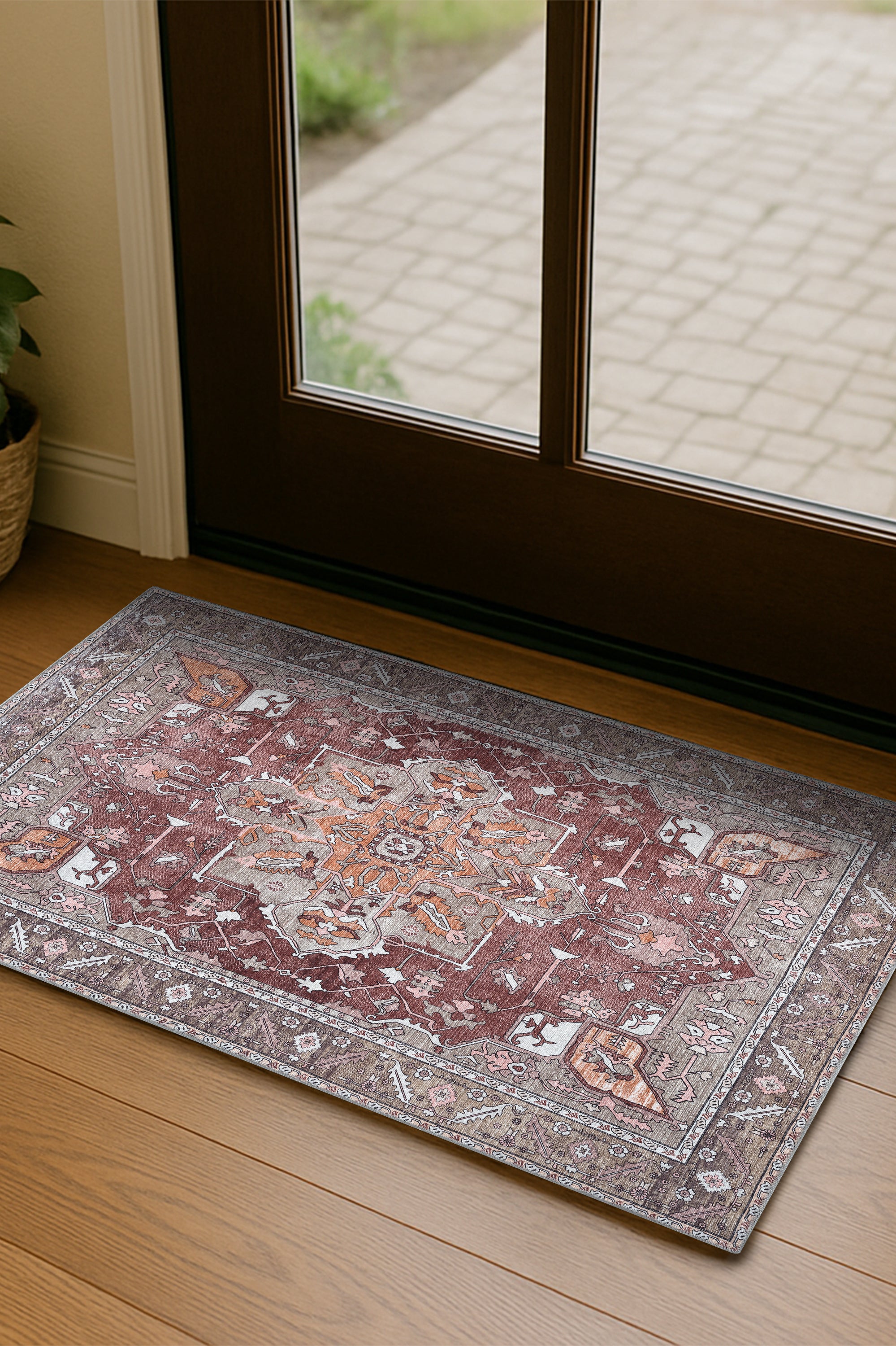 Silas Brown Terracotta Floral Modern Persian Rug