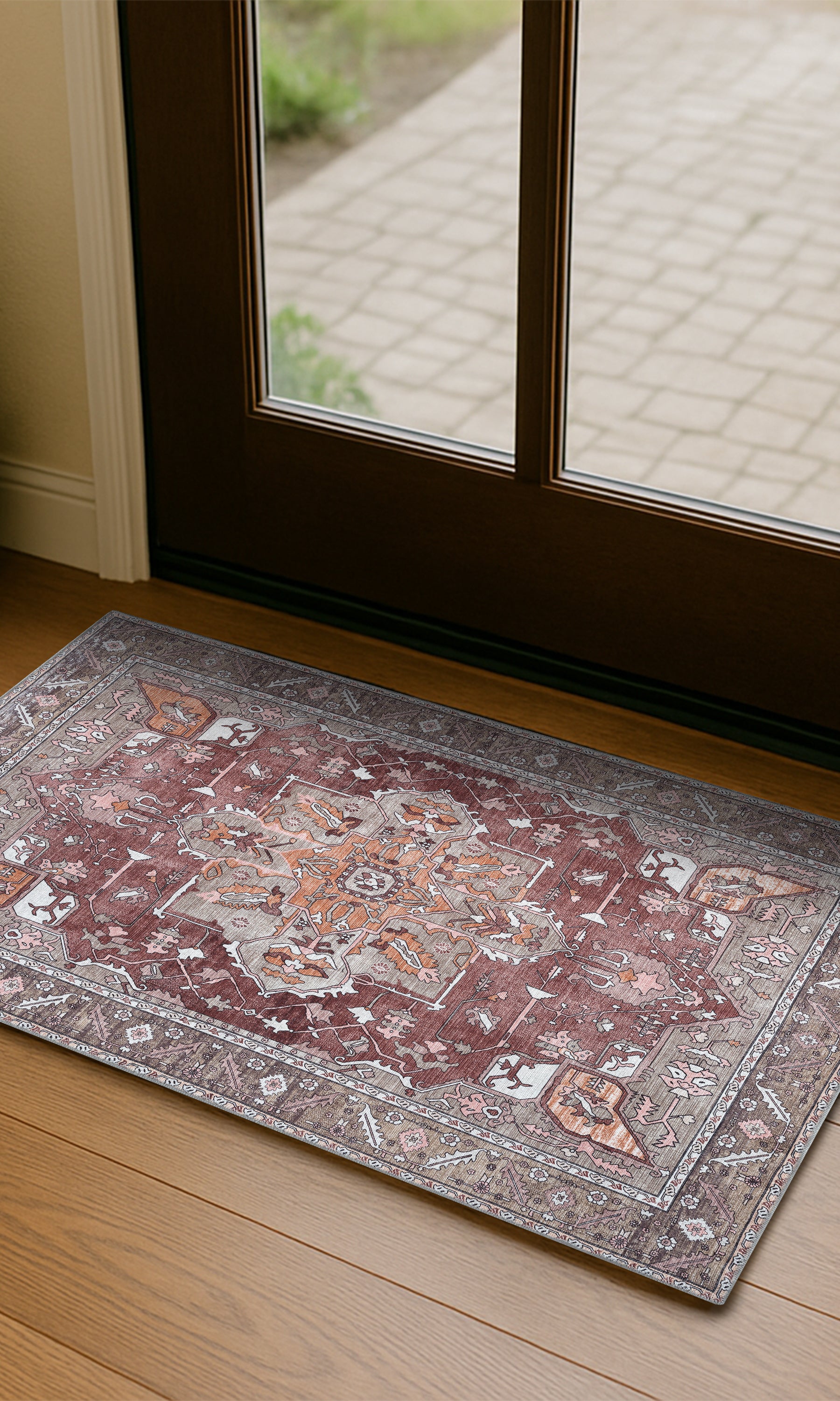 Silas Brown Terracotta Floral Modern Persian Rug