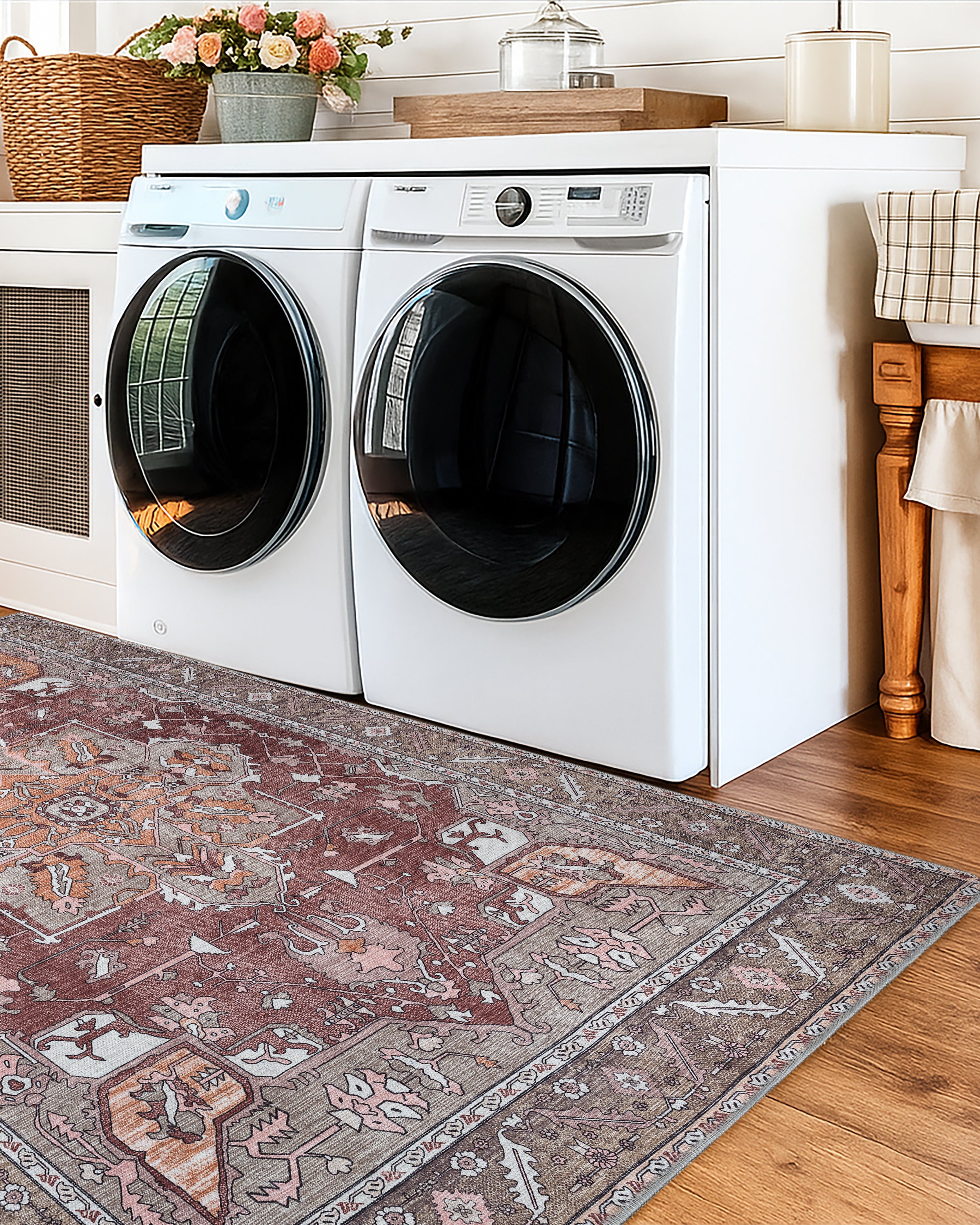 Silas Brown Terracotta Floral Modern Persian Rug