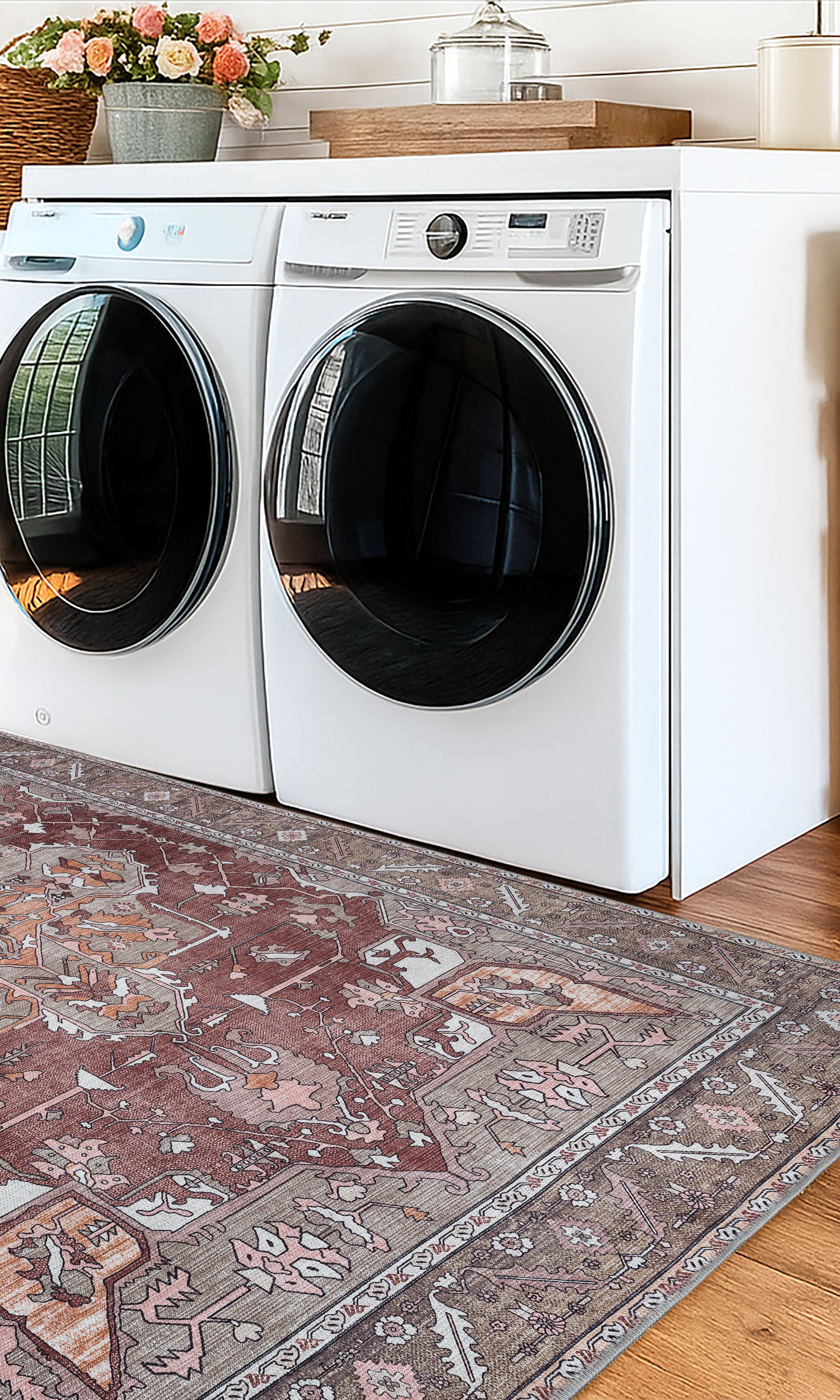 Silas Brown Terracotta Floral Modern Persian Rug