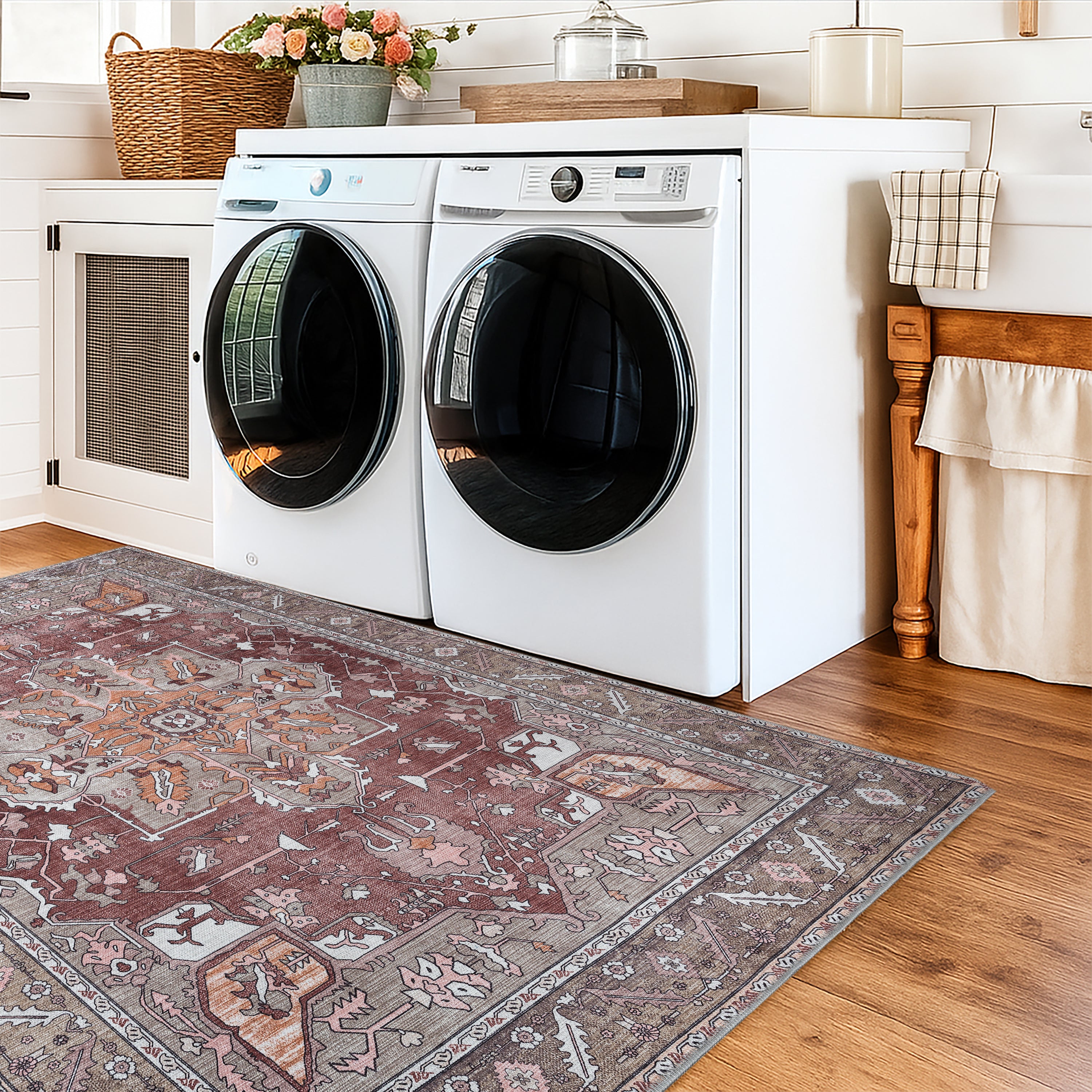 Silas Brown Terracotta Floral Modern Persian Rug