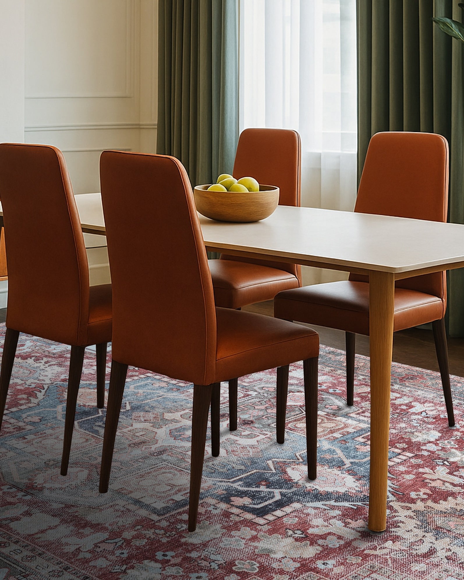 Rayan Terracotta Distressed Modern Persian Rug