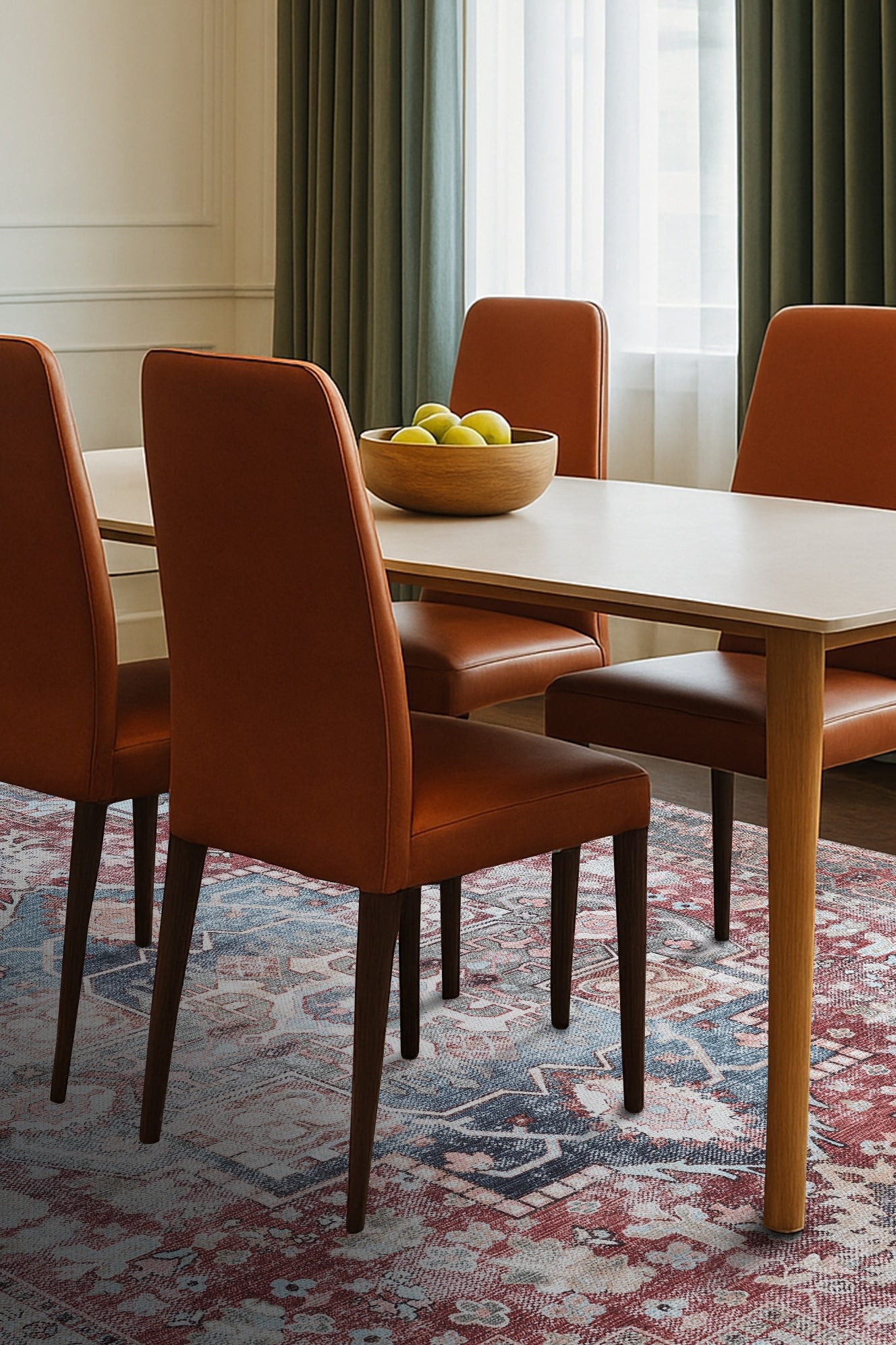 Rayan Terracotta Distressed Modern Persian Rug