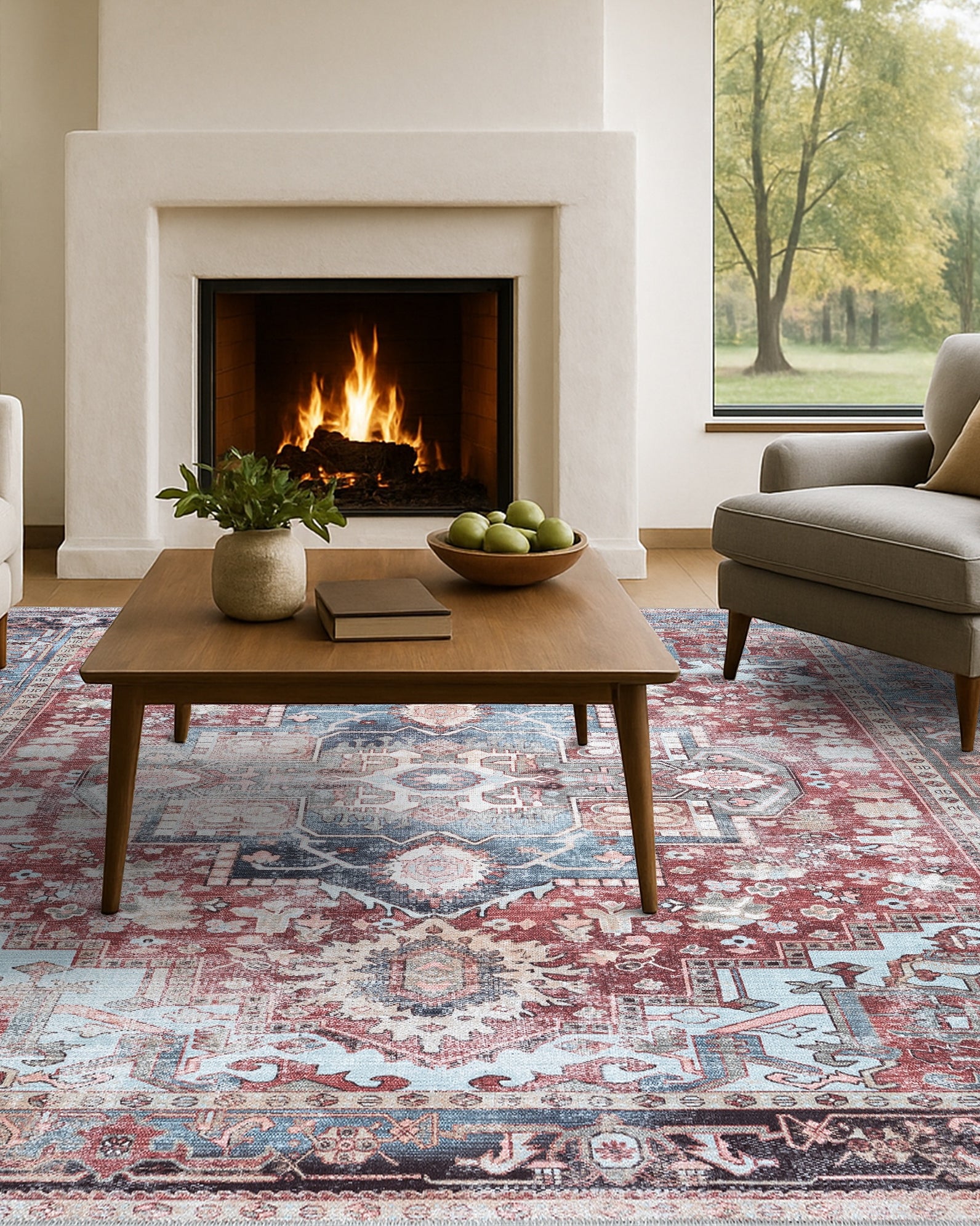 Rayan Terracotta Distressed Modern Persian Rug
