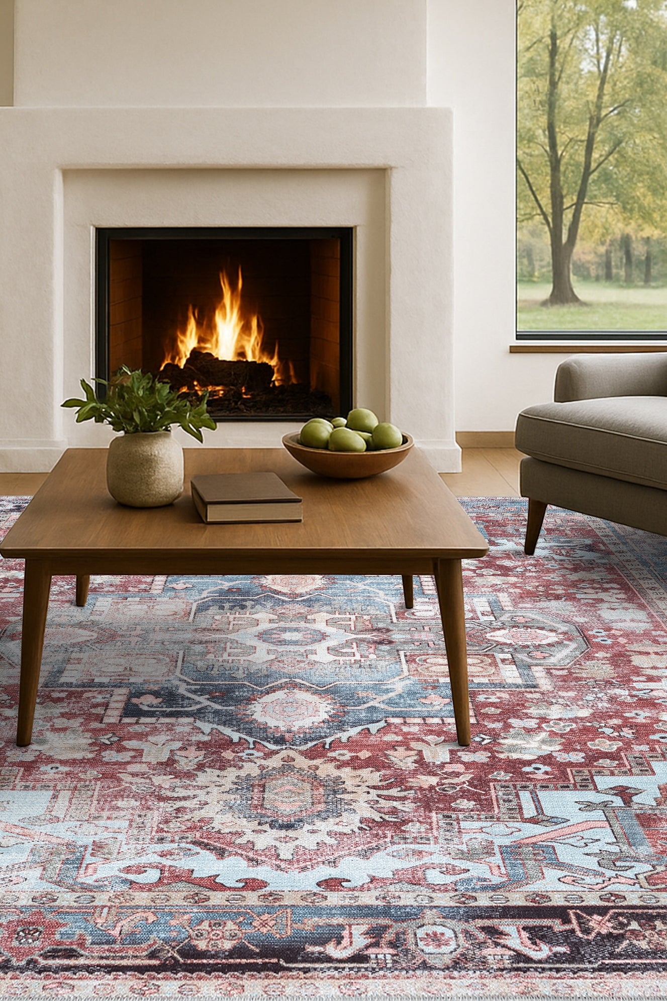 Rayan Terracotta Distressed Modern Persian Rug