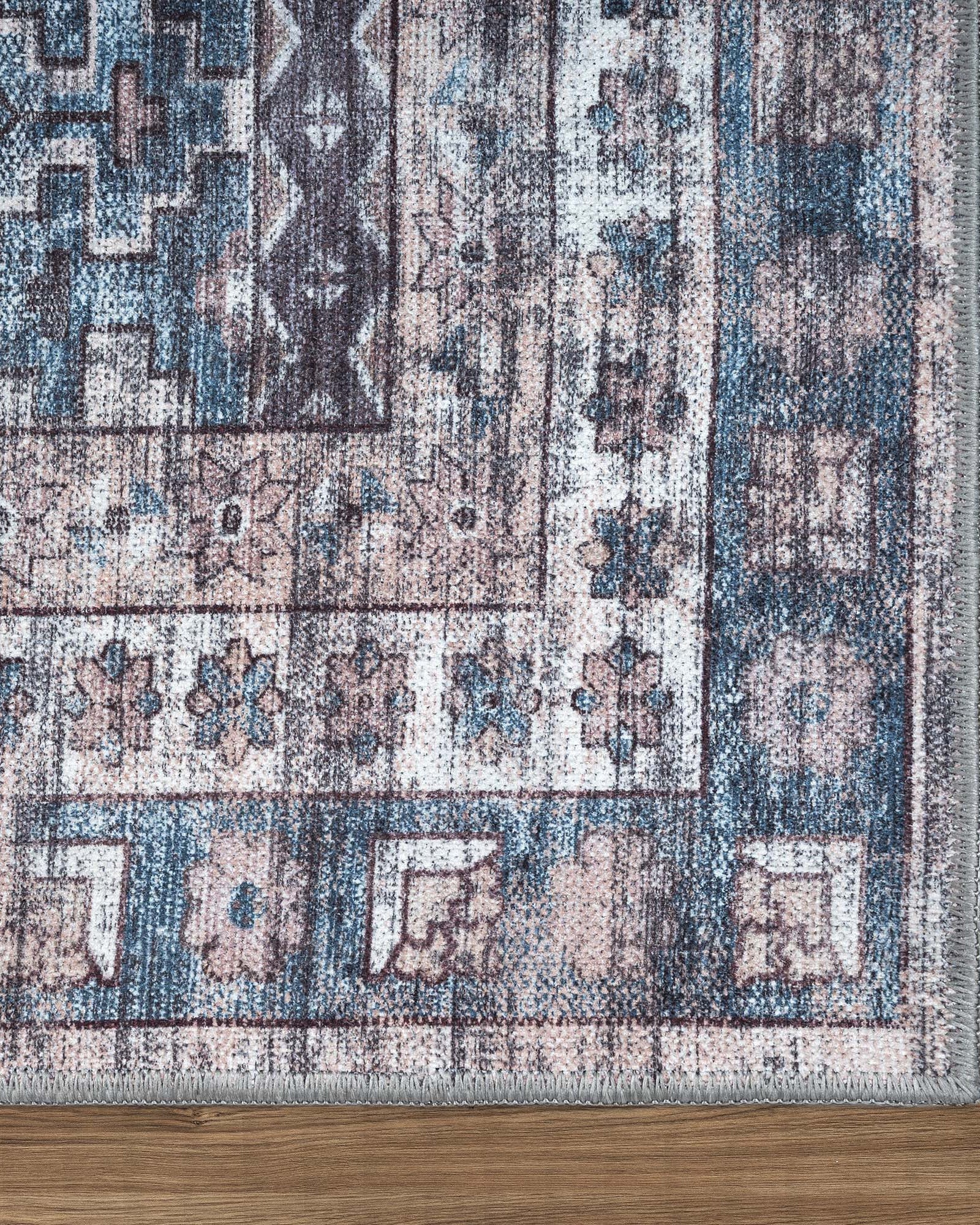 Emerson Navy Cream Modern Distressed Persian Rug