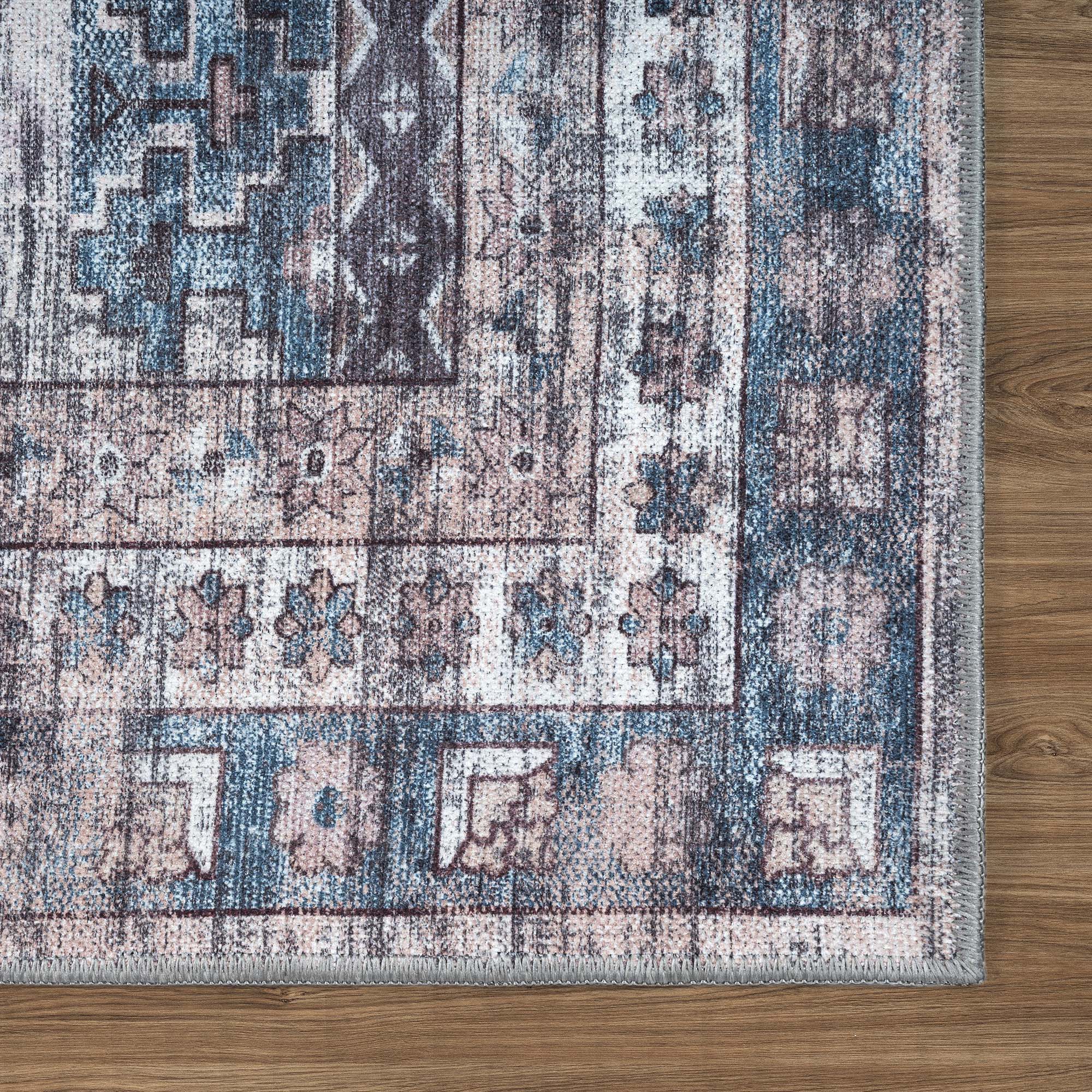 Emerson Navy Cream Modern Distressed Persian Rug