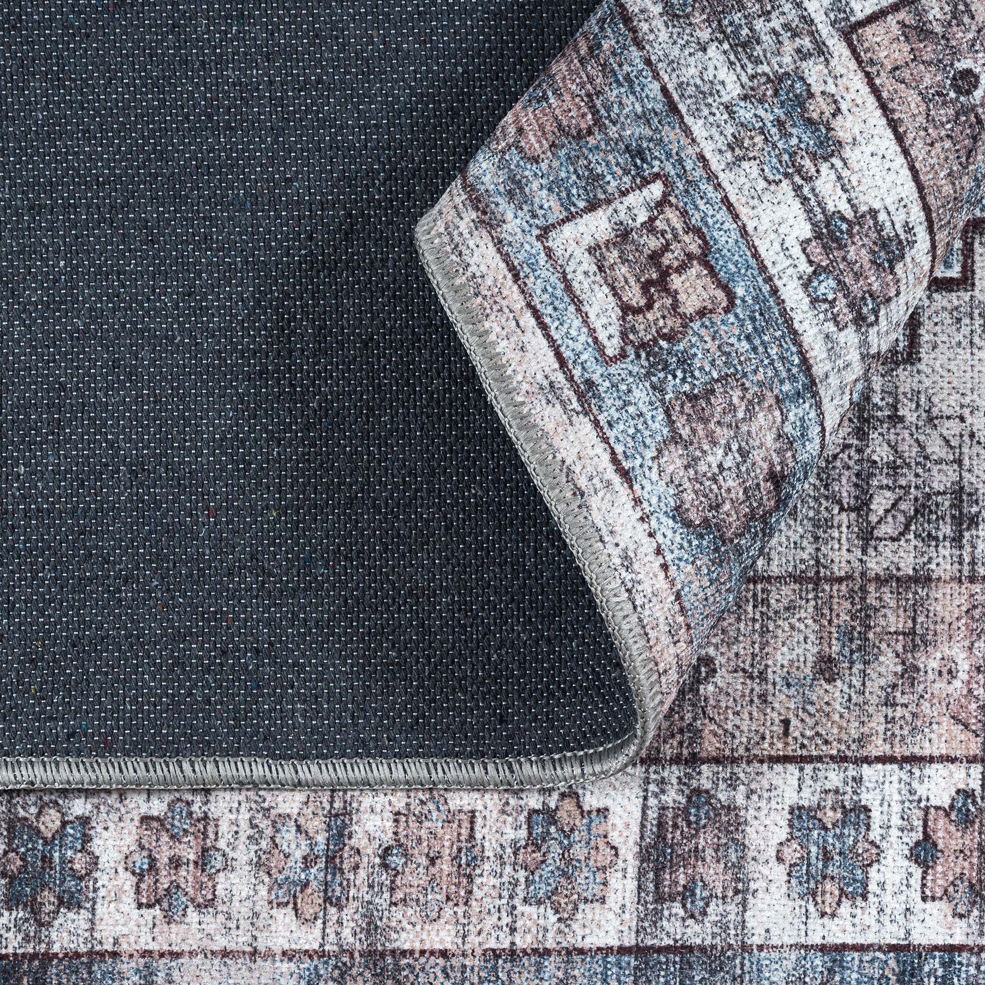 Emerson Navy Cream Modern Distressed Persian Rug